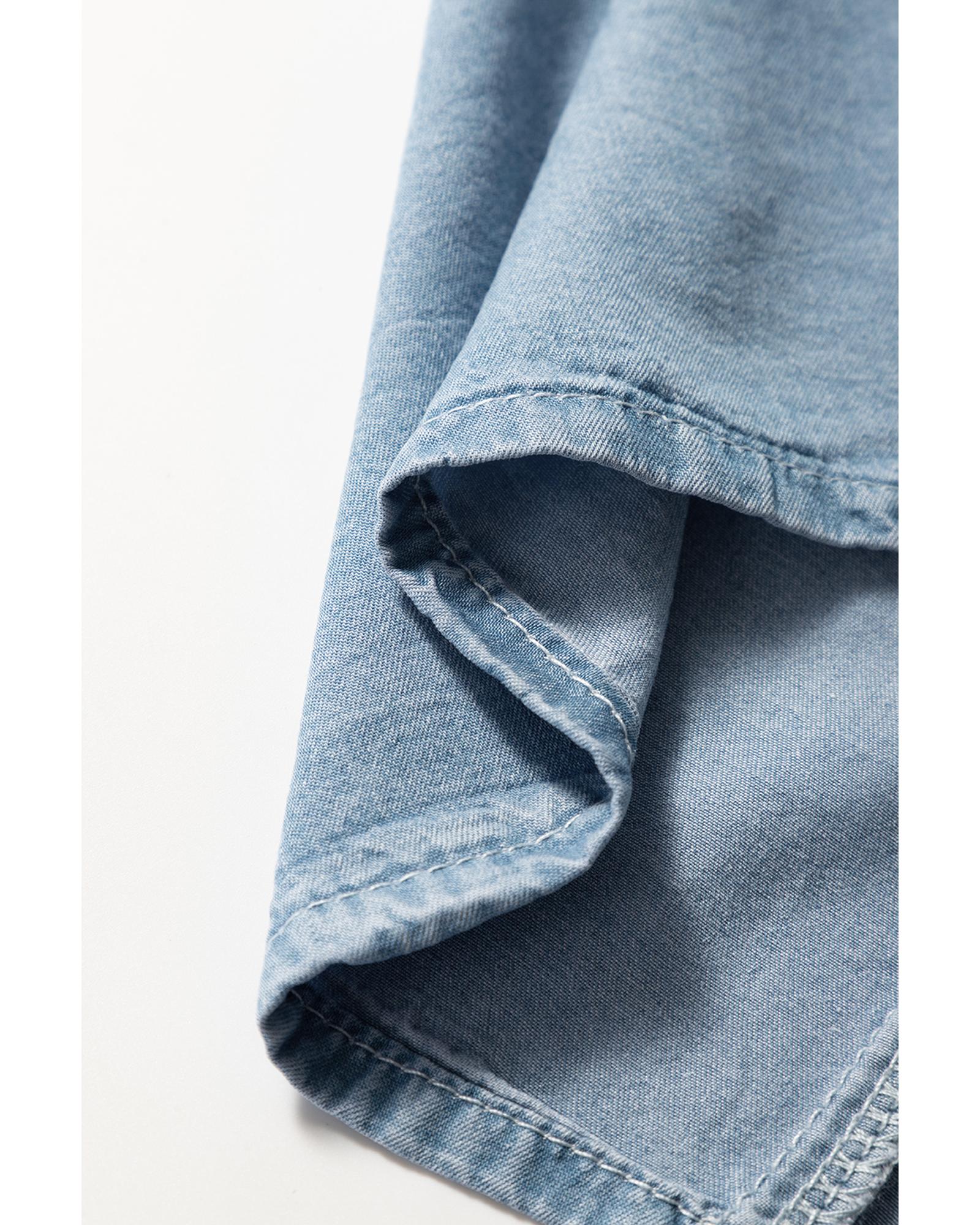 Beau Blue Buttoned Front High Waist Side Pockets Denim Maxi Skirt - L 8