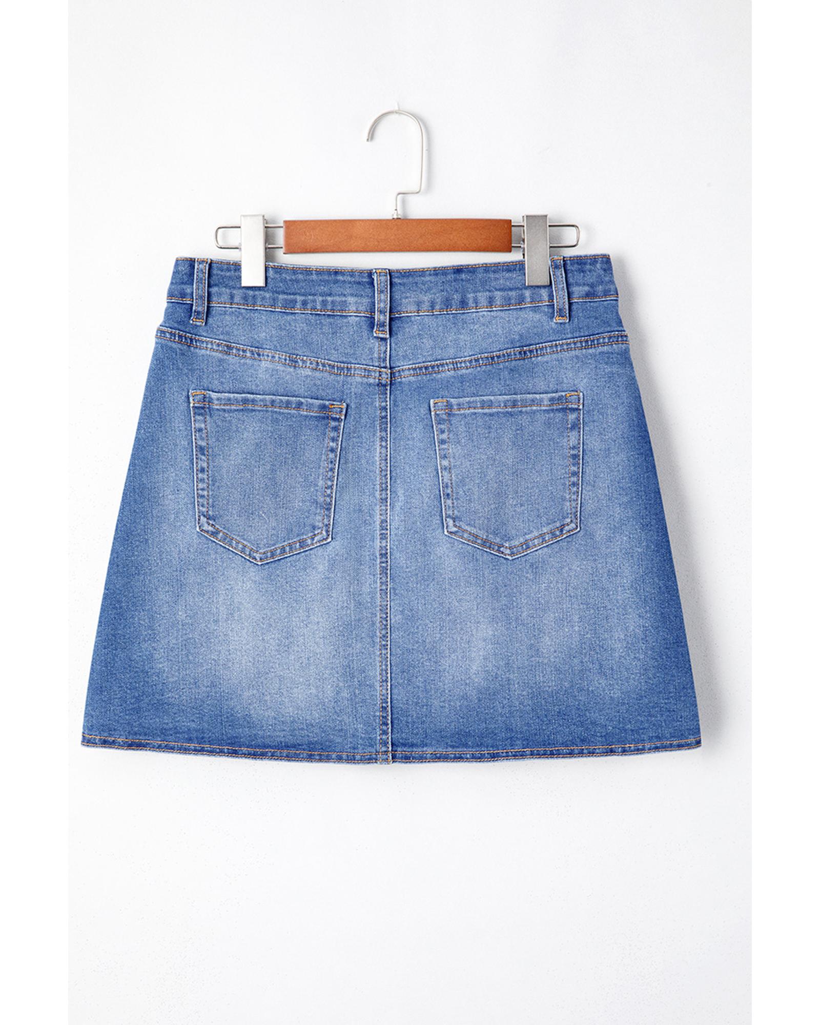 Ashleigh Blue Wrapped Crossed Waist Denim Mini Skirt - XL 4