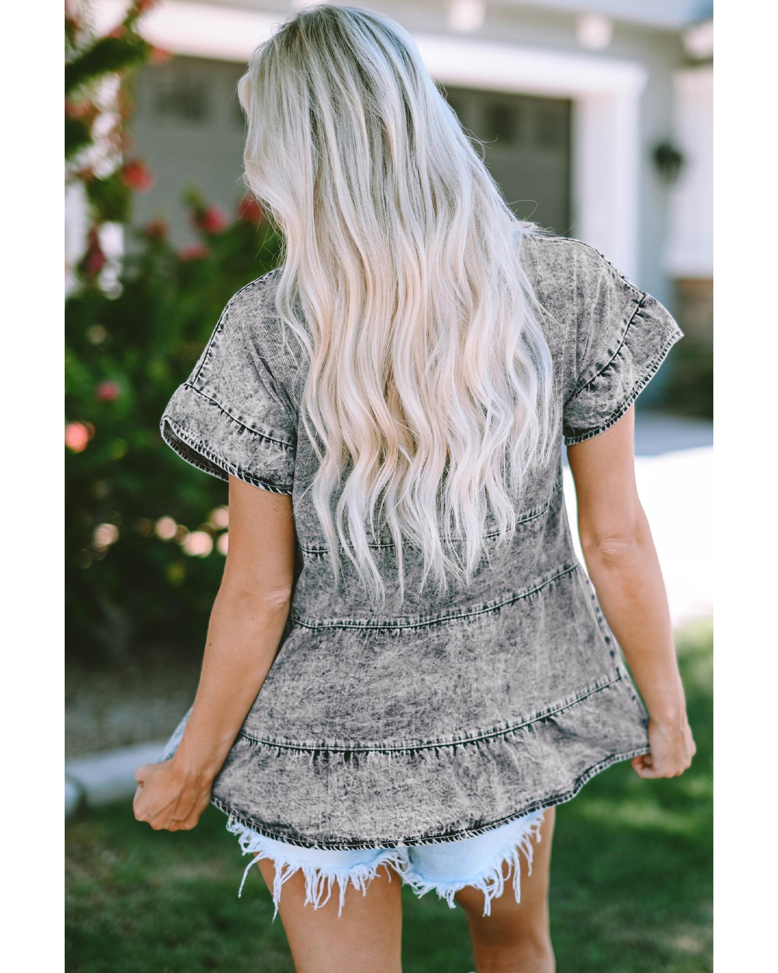 Azura Exchange Tiered Denim Top - M