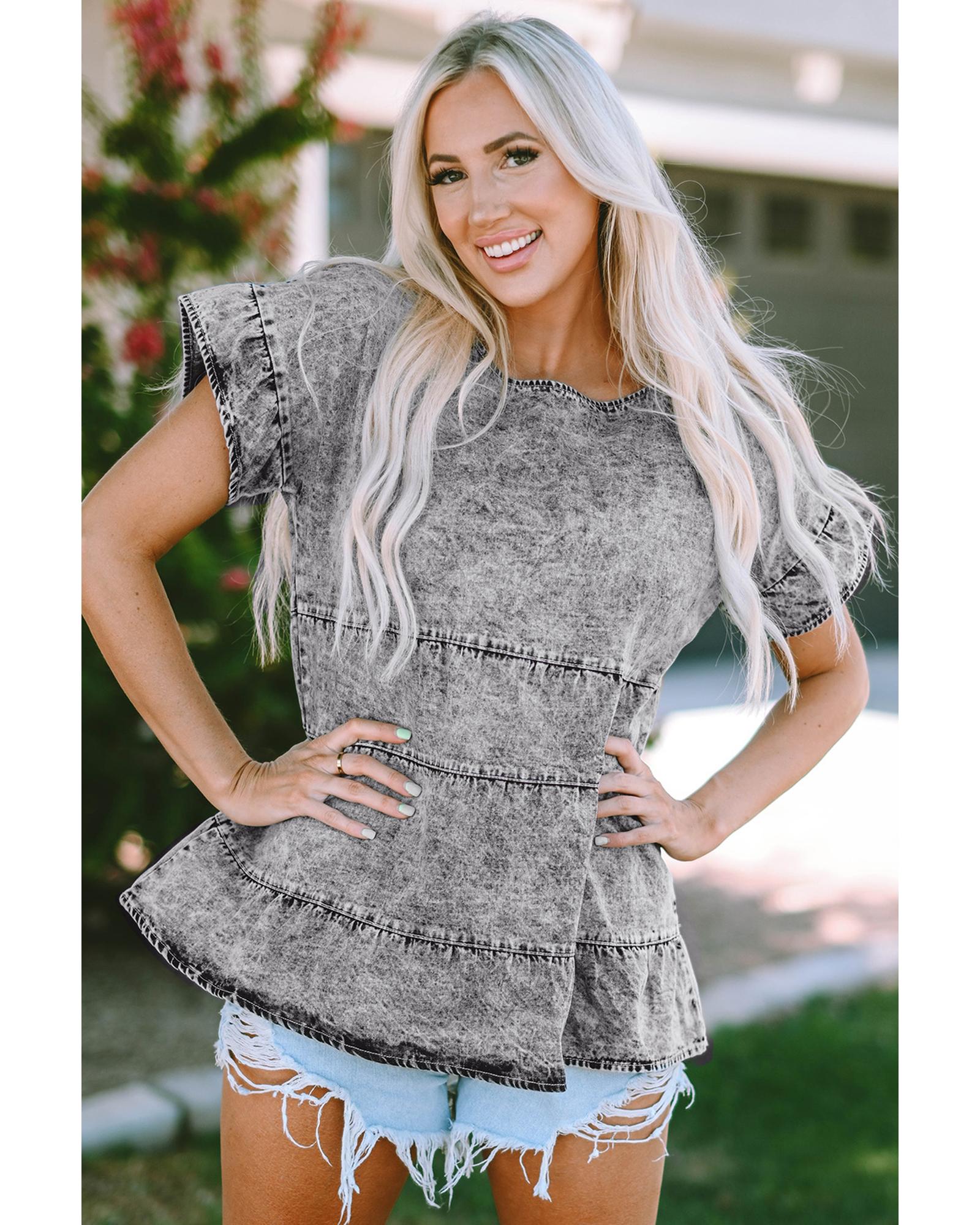 Azura Exchange Tiered Denim Top - M 8
