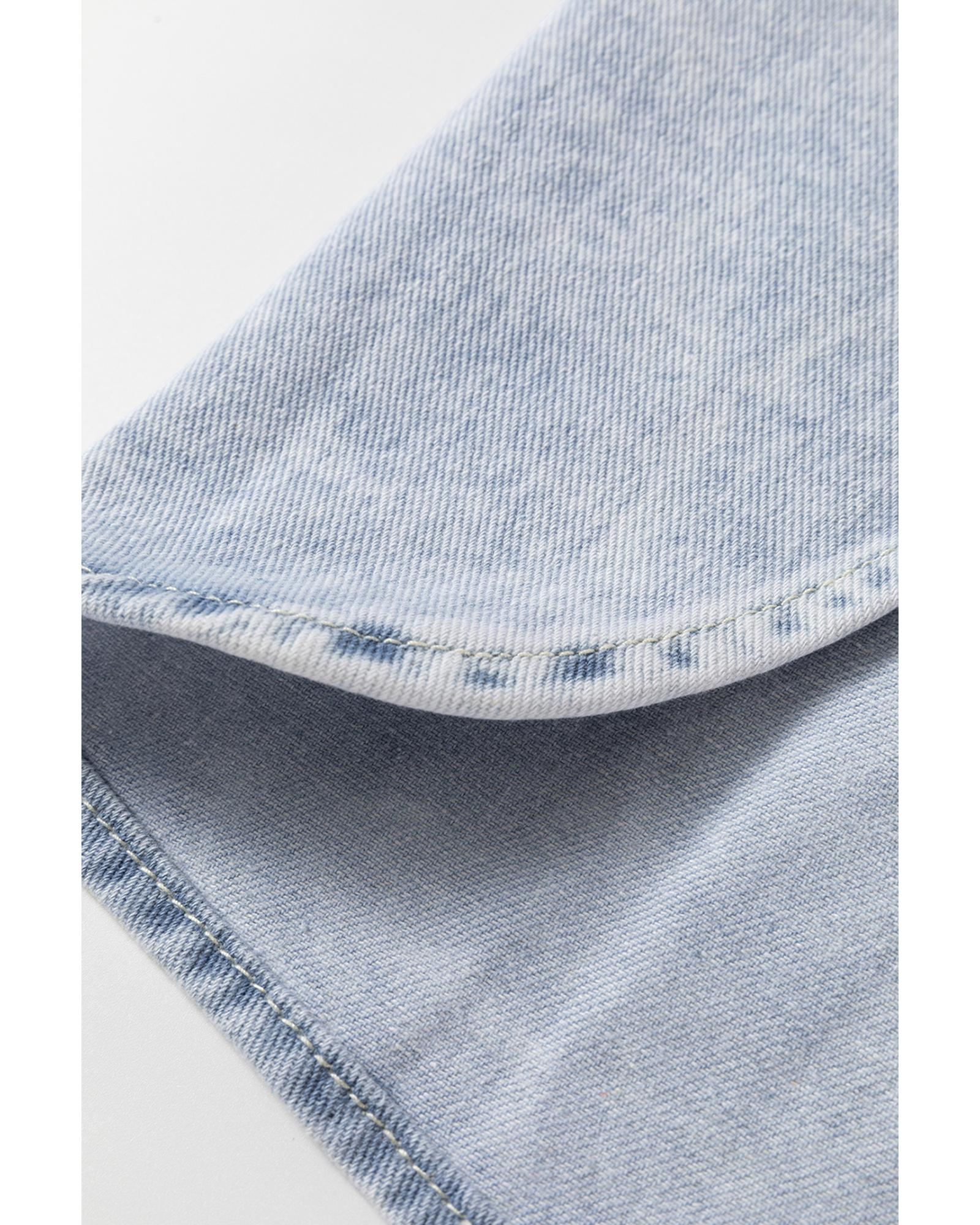Beau Blue Long Sleeve Buttoned Chest Pocket Denim Shacket - XL 7