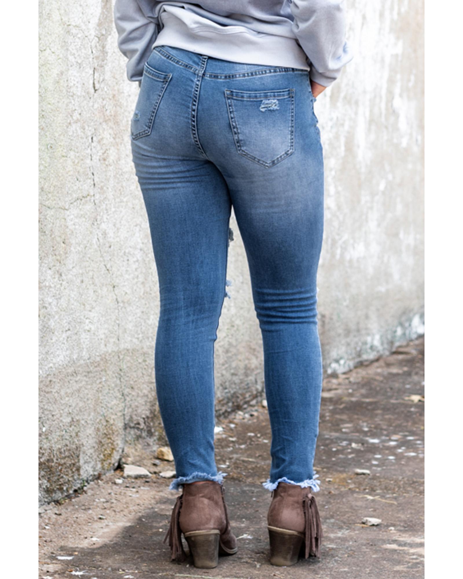 Azura Exchange Distressed Skinny Jeans - L 3