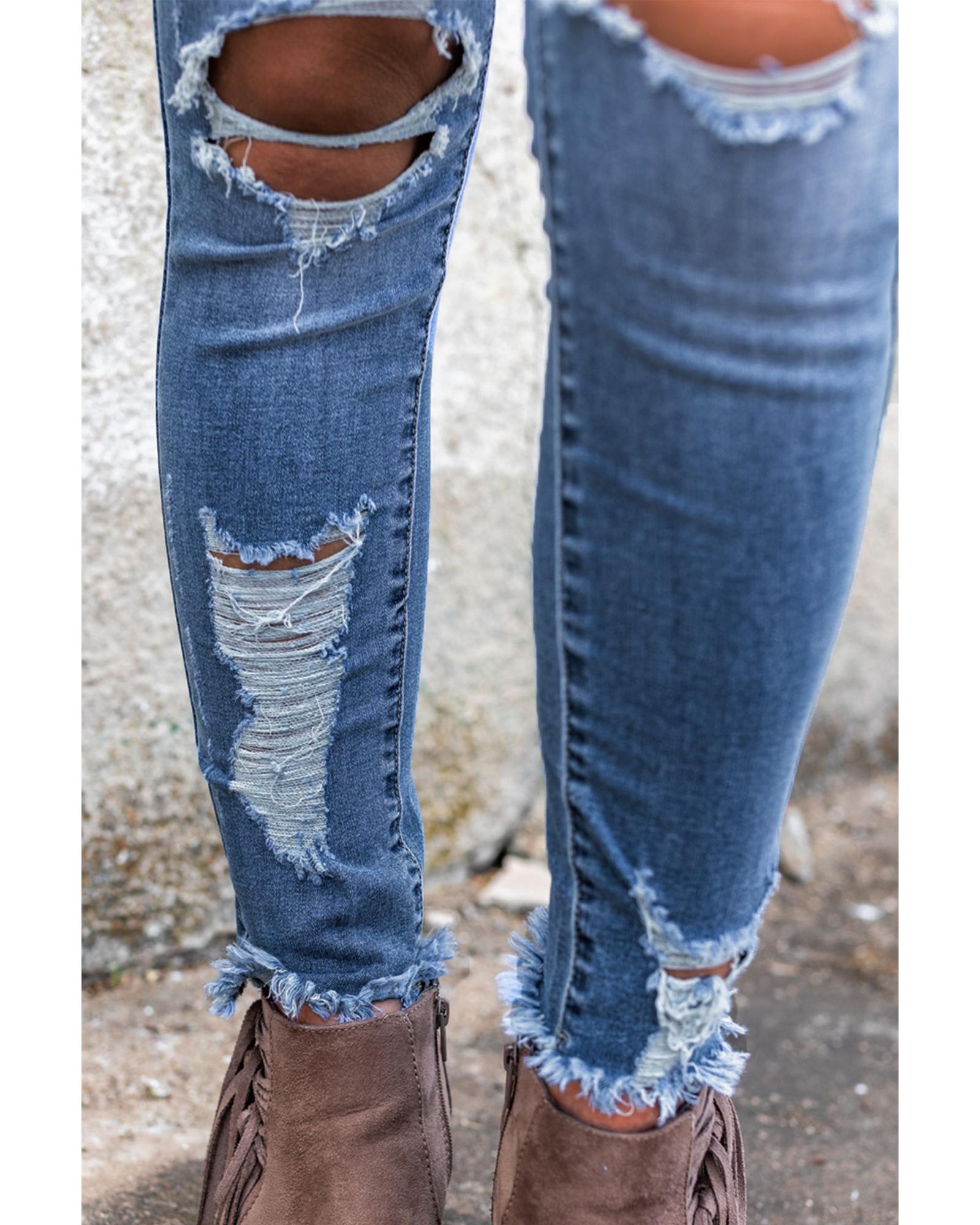 Azura Exchange Distressed Skinny Jeans - L 6