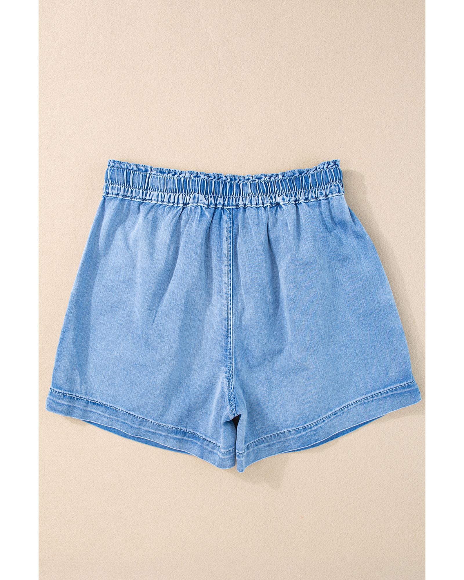 Beau Blue Casual Chambray Drawstring Shorts - 12 US 7