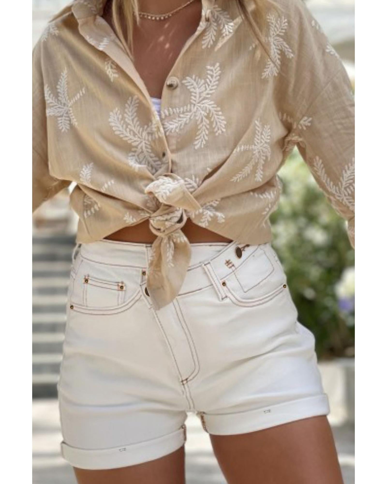 White Asymmetric Waist Design Stylish Denim Shorts - 10 US 4