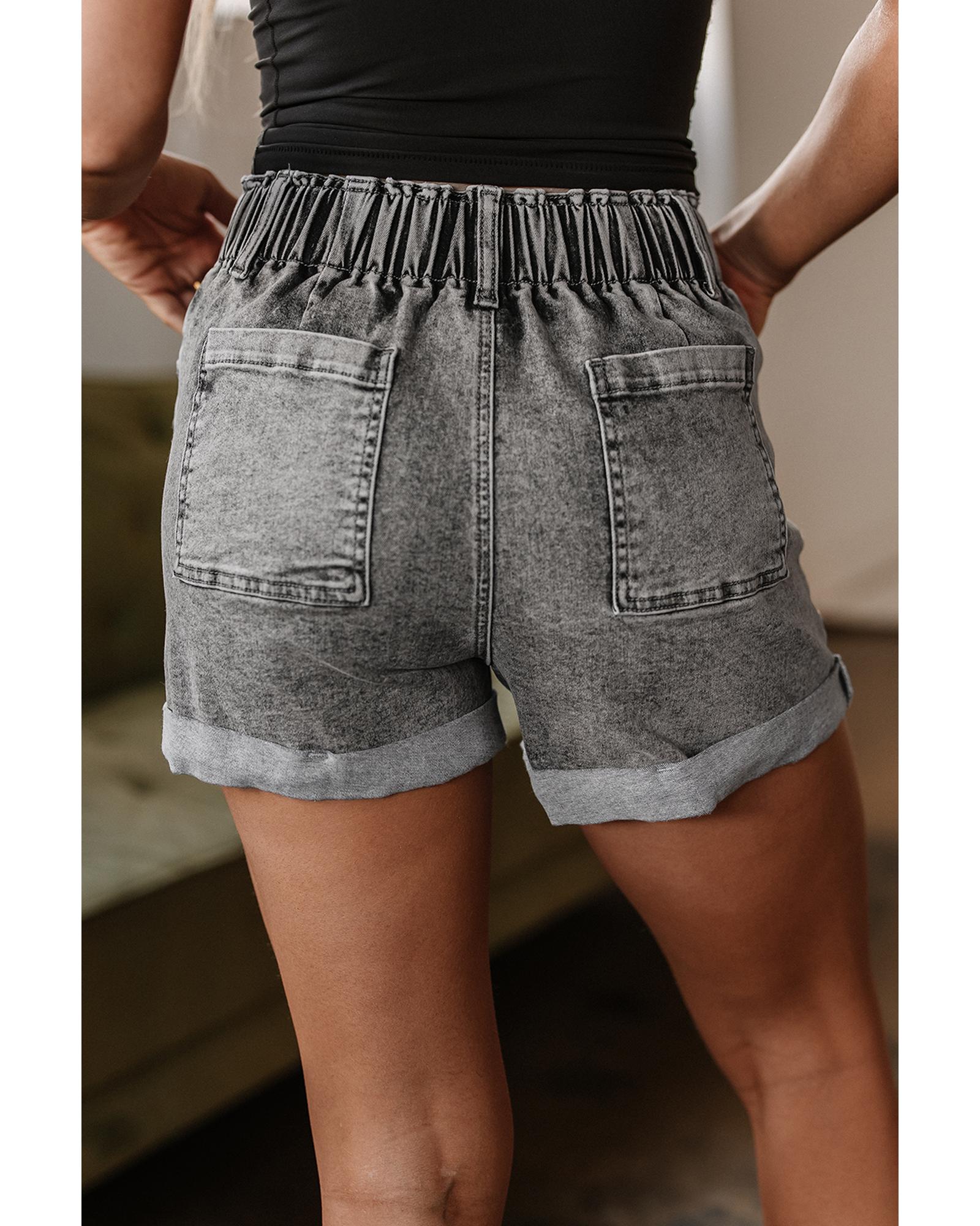 Gray Zipped Light Wash Cuffed Edge Denim Shorts - 8 US 3