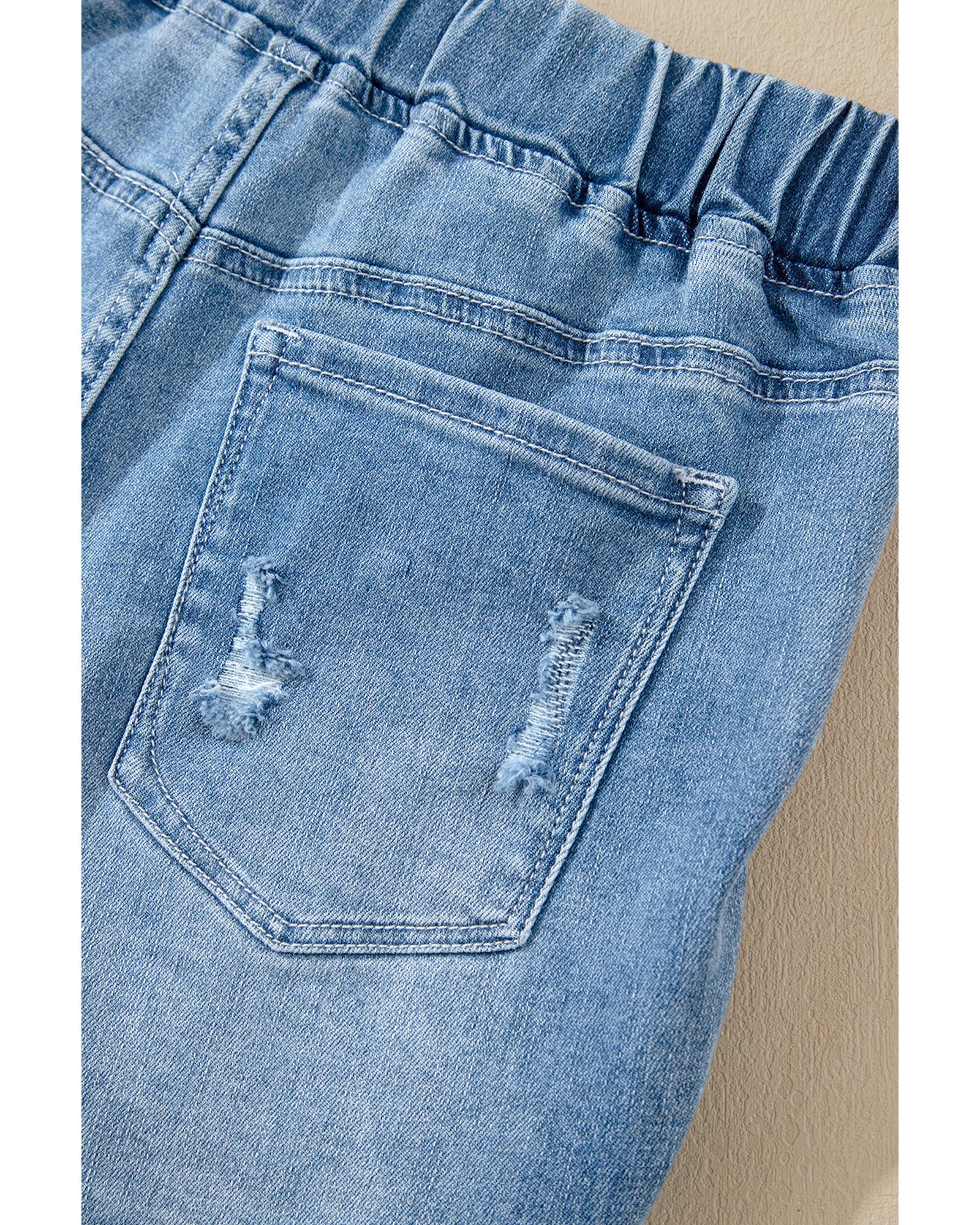 Myosotis Drawstring High Waist Distressed Denim Shorts - 12 US 7