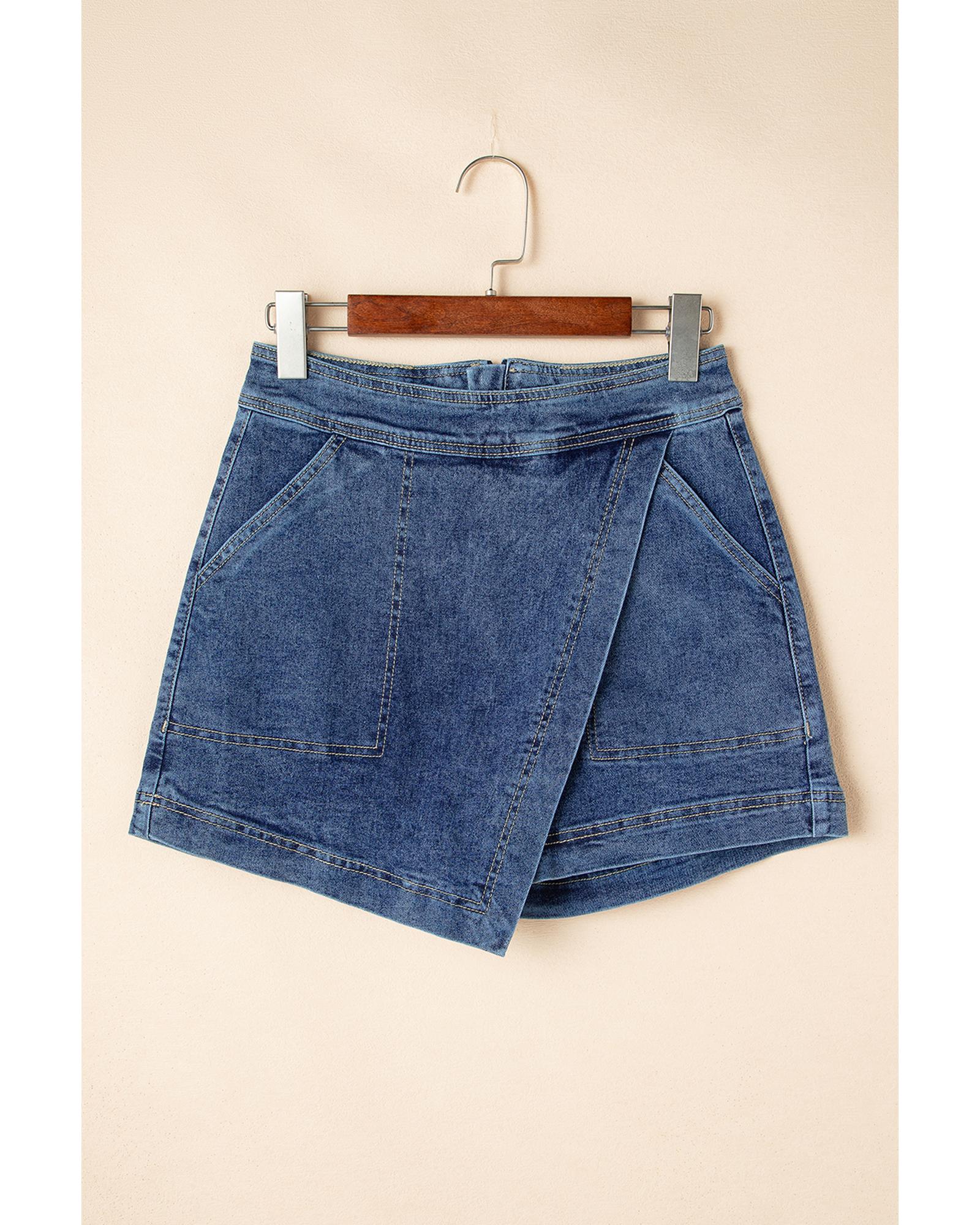 Ashleigh Blue Faux Wrapped Mini Denim Skort - 14 US 4