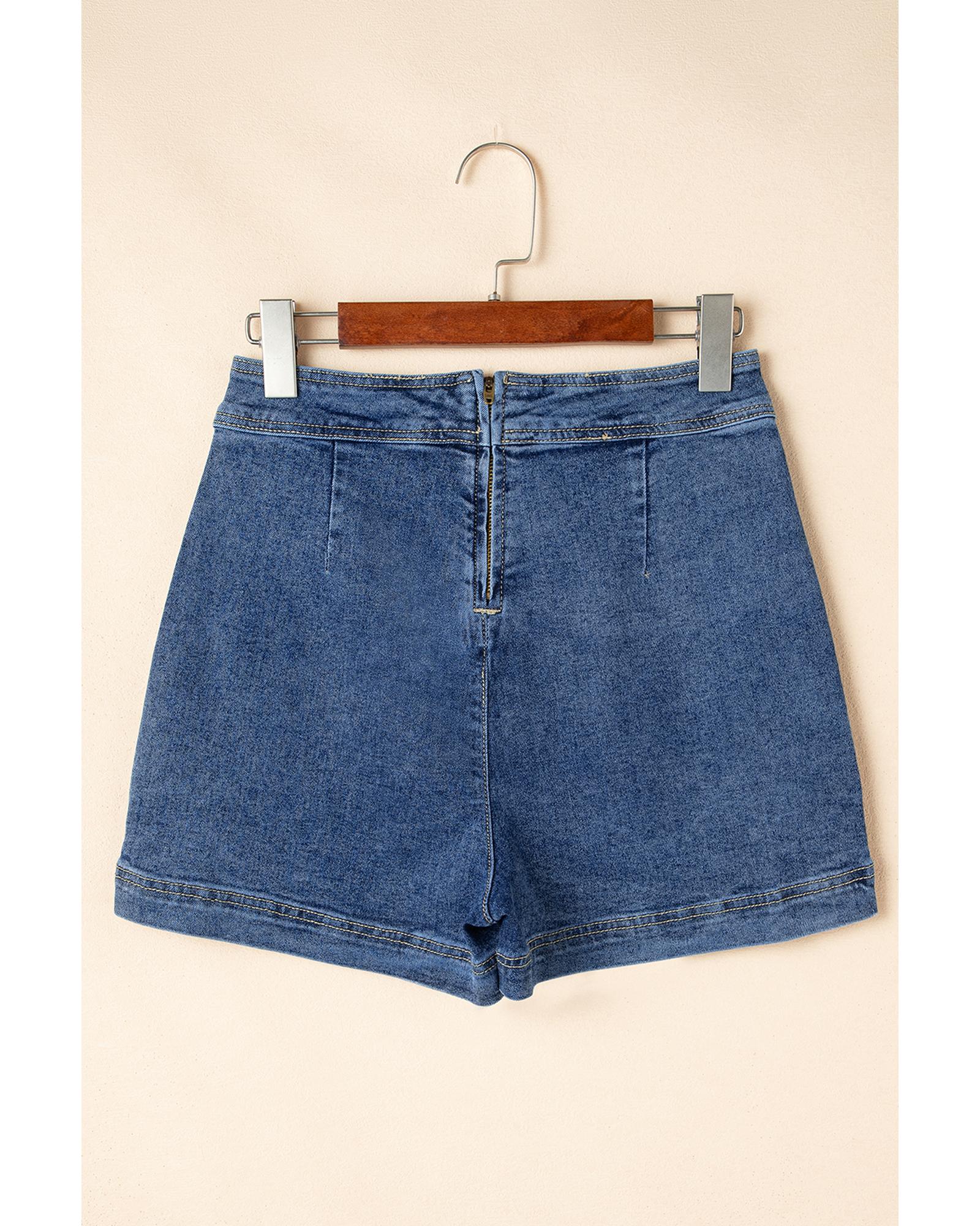 Ashleigh Blue Faux Wrapped Mini Denim Skort - 14 US 5