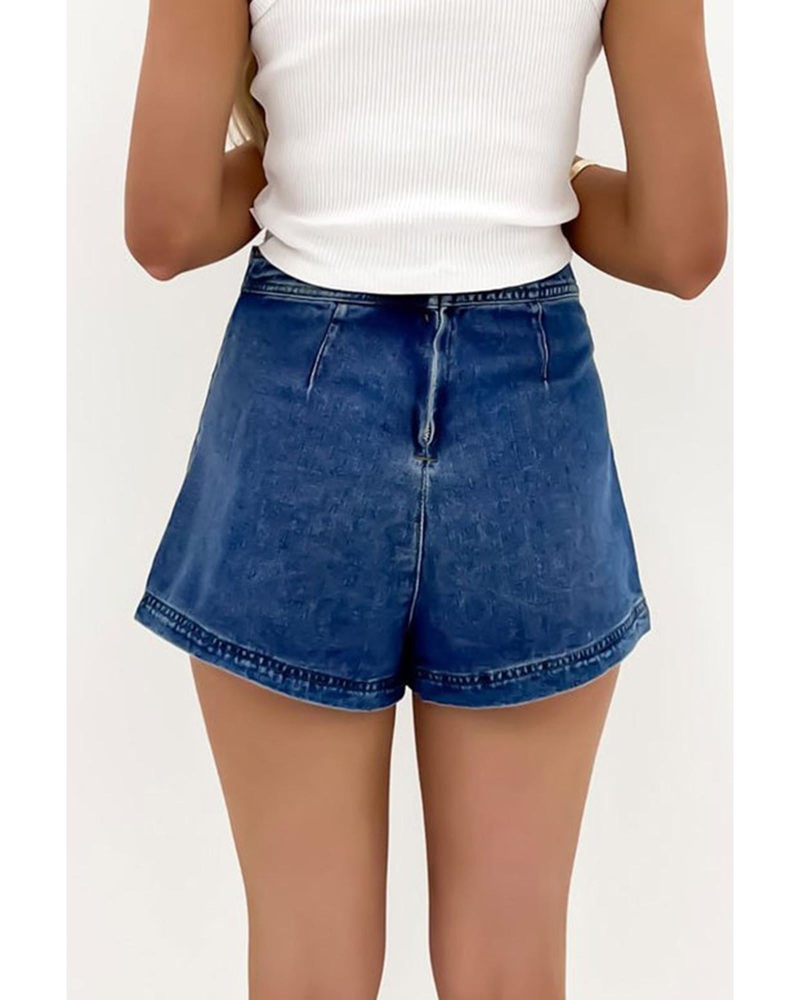 Ashleigh Blue Faux Wrapped Mini Denim Skort - 16 US