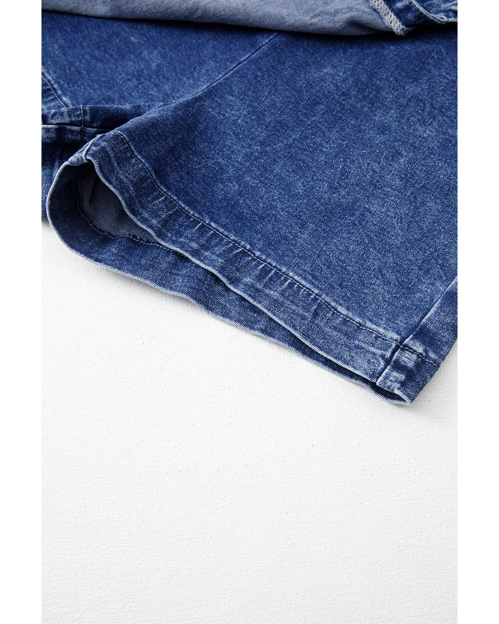 Sail Blue Acid Wash Asymmetric Twisted Wrapped Zipped Denim Skort - 10 US 6