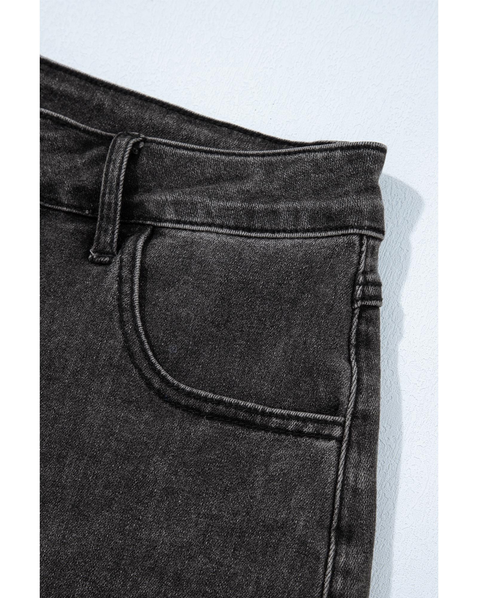 Carbon Grey Raw Hem High Waist Denim Shorts - 12 US 6