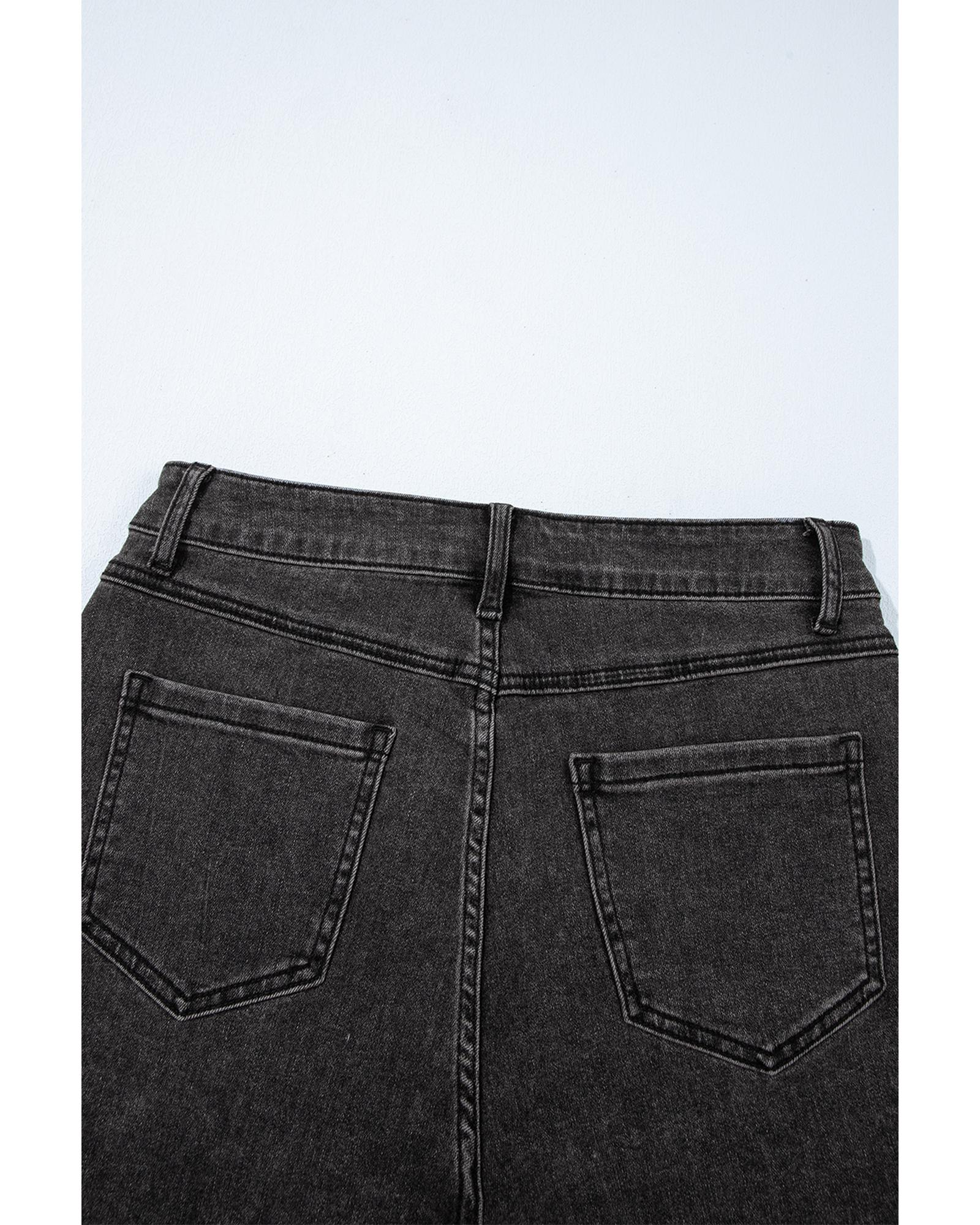 Carbon Grey Raw Hem High Waist Denim Shorts - 6 US 5