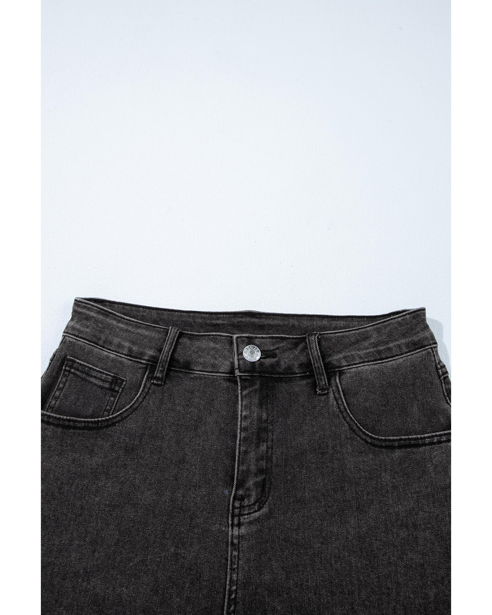 Carbon Grey Raw Hem High Waist Denim Shorts - 6 US 7