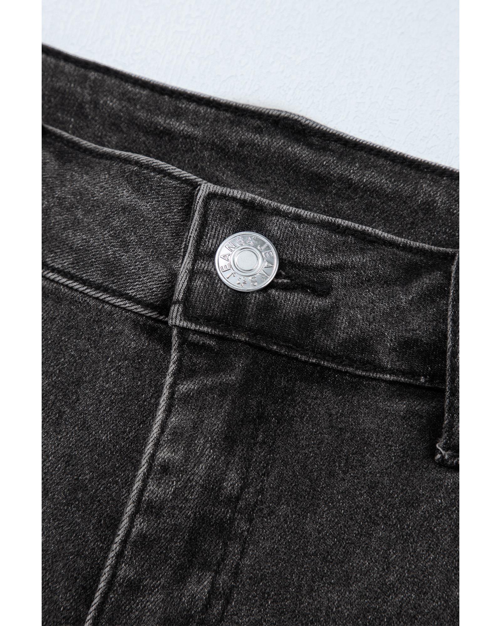 Carbon Grey Raw Hem High Waist Denim Shorts - 6 US 8