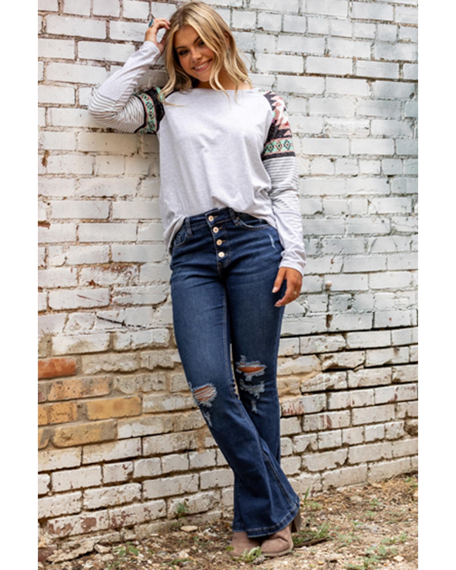 Azura Exchange Distressed Flare Bottom Jeans - S 6