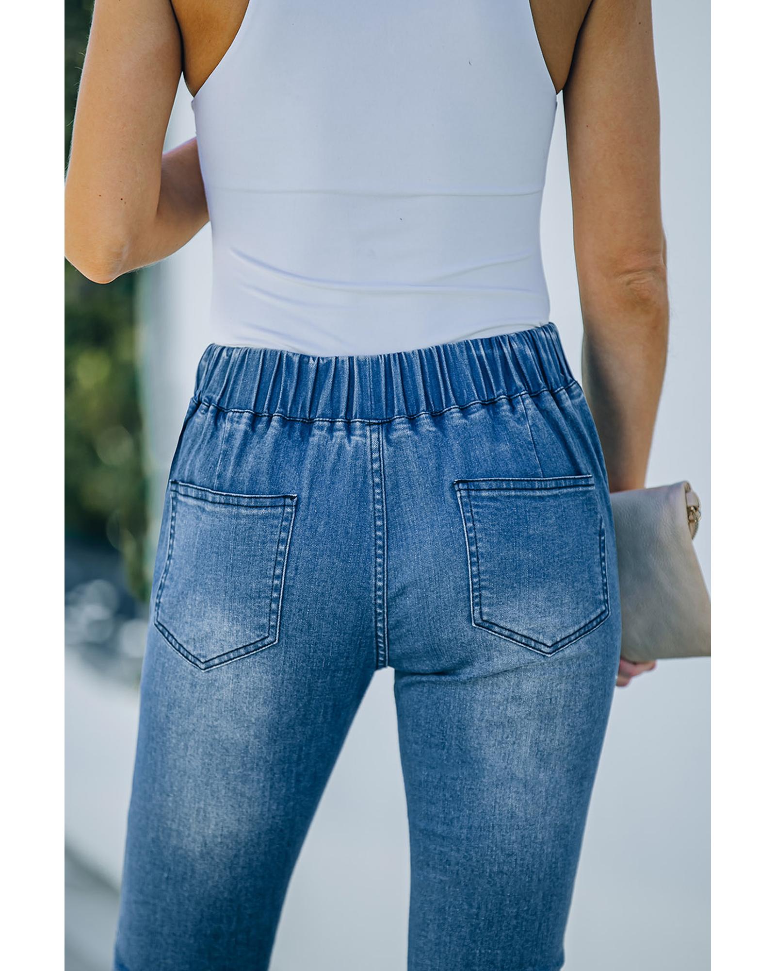 Azura Exchange Distressed Bell Bottom Denim Pants - M 3