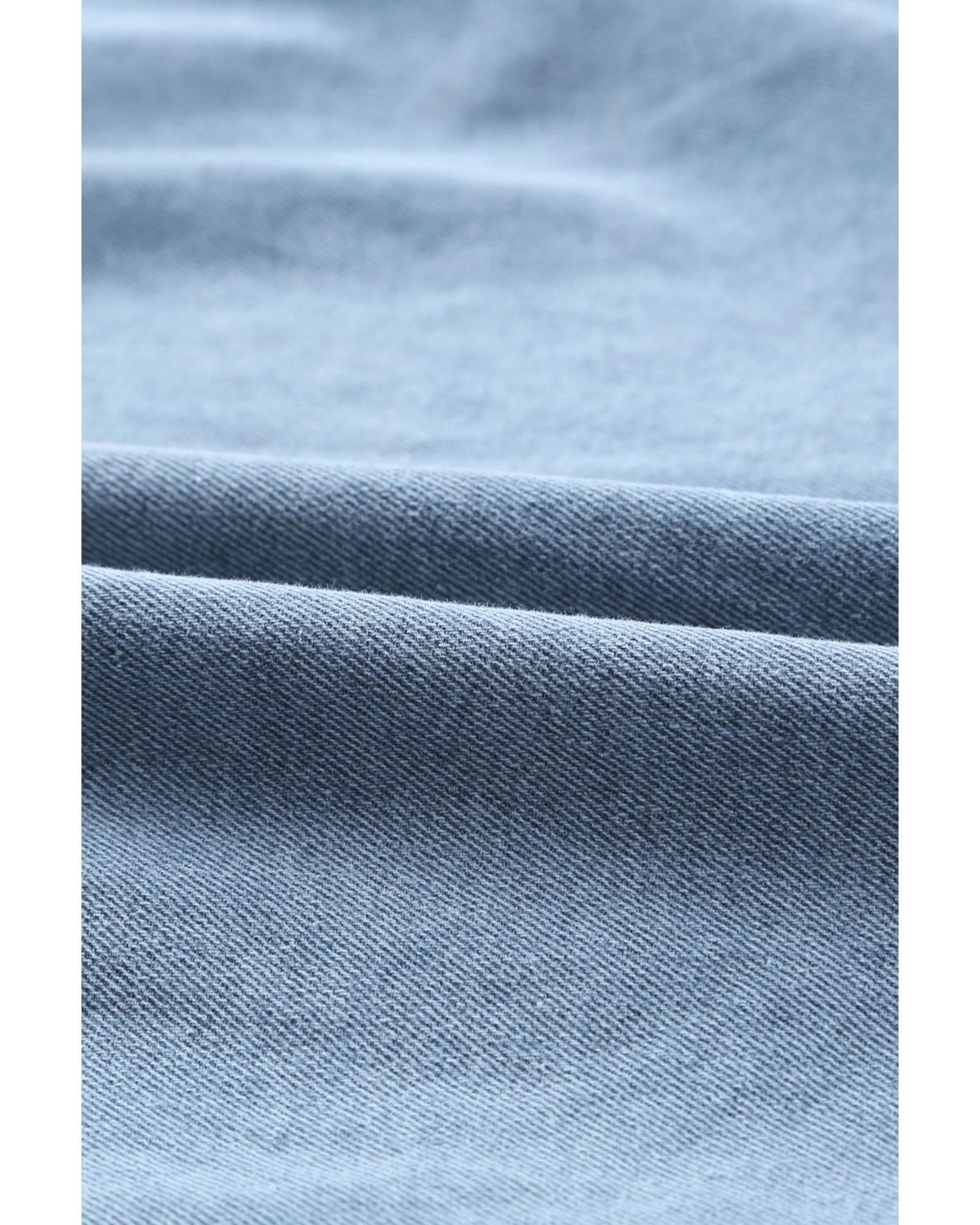 Azura Exchange Sky Blue Buttoned Long Sleeve Denim Mini Dress - M 4