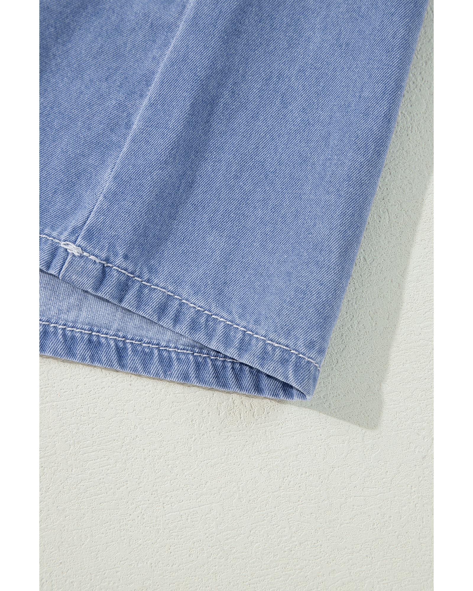 Myosotis Chambray Deep V Neck Bracelet Sleeve Maxi Dress - XL 4