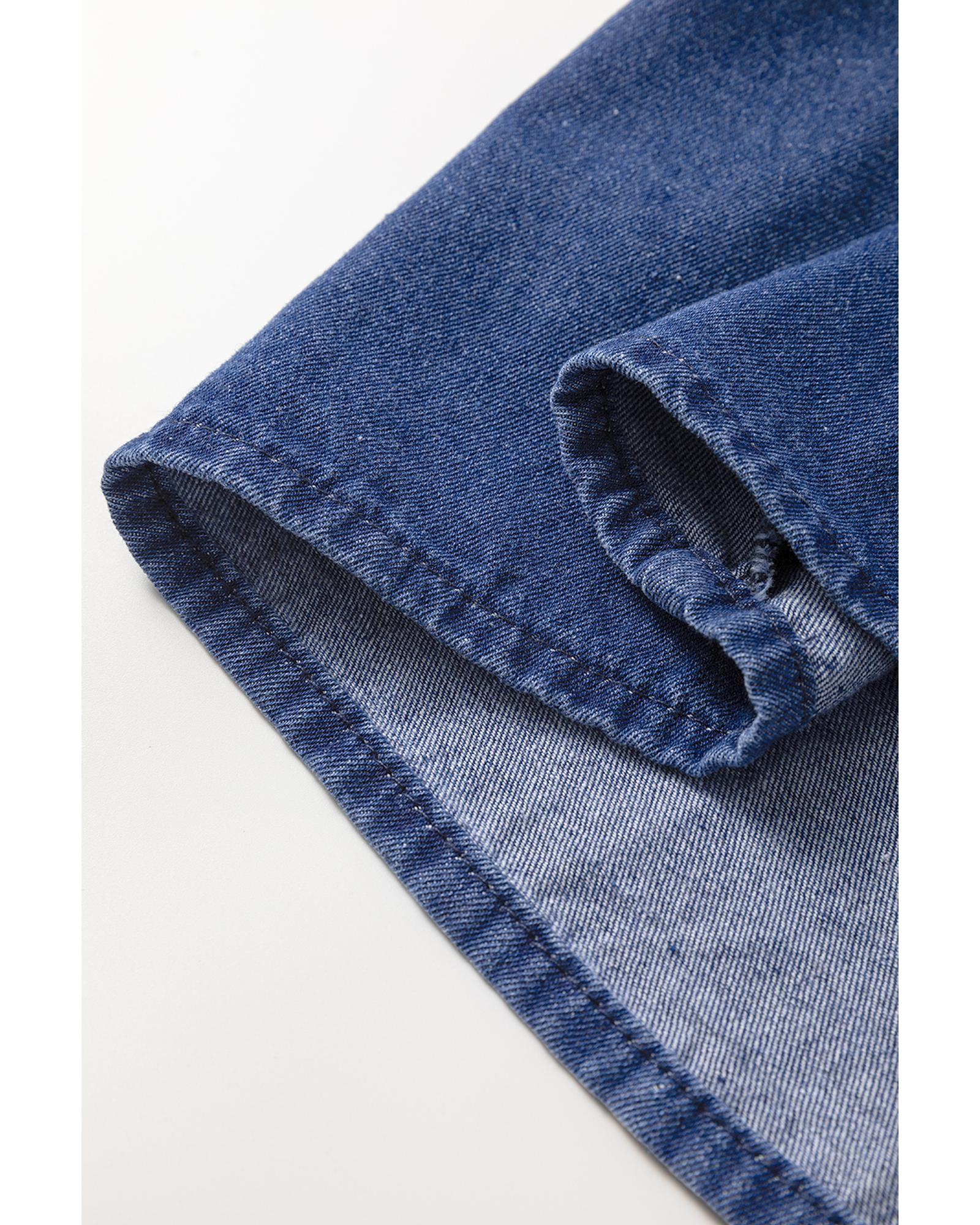 Blue Drawstring High Waist Puff Sleeve Denim Mini Dress - M 7