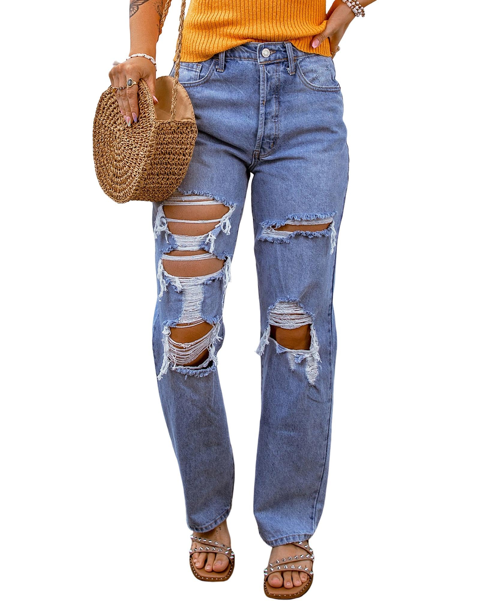 Azura Exchange Destroyed Boyfriend Jeans - 16 US 6