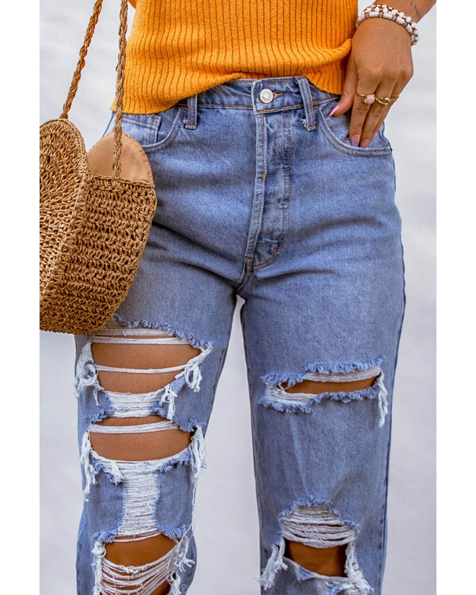 Azura Exchange Destroyed Boyfriend Jeans - 16 US 7
