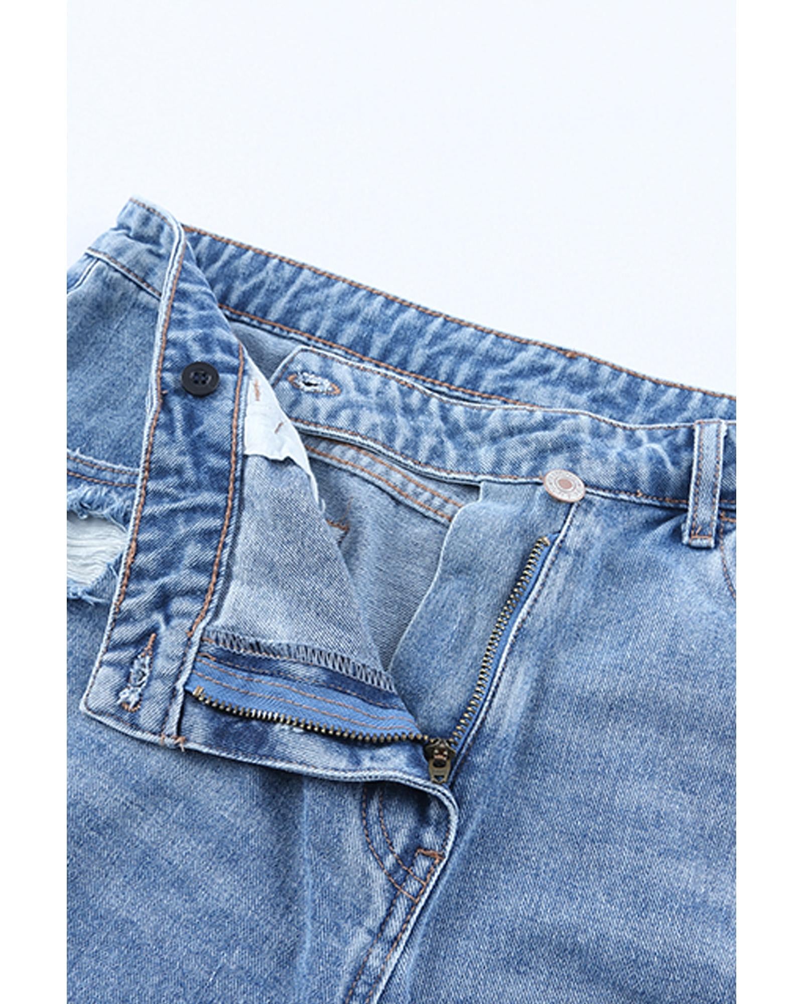 Sky Blue High Rise Crossover Waist Denim Shorts - 8 US 5