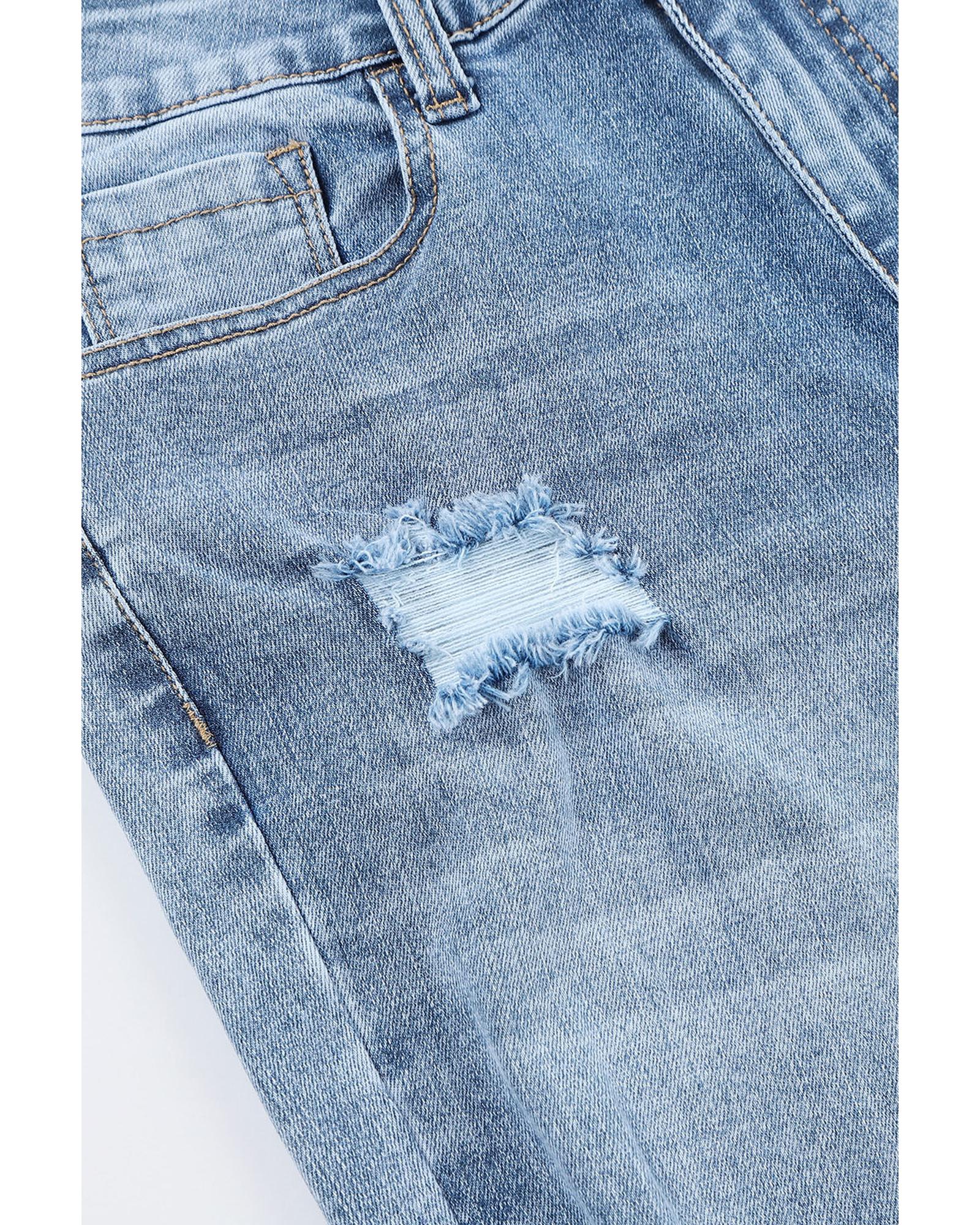 Azura Exchange Light Wash Distressed Flare Jeans - 12 US 7