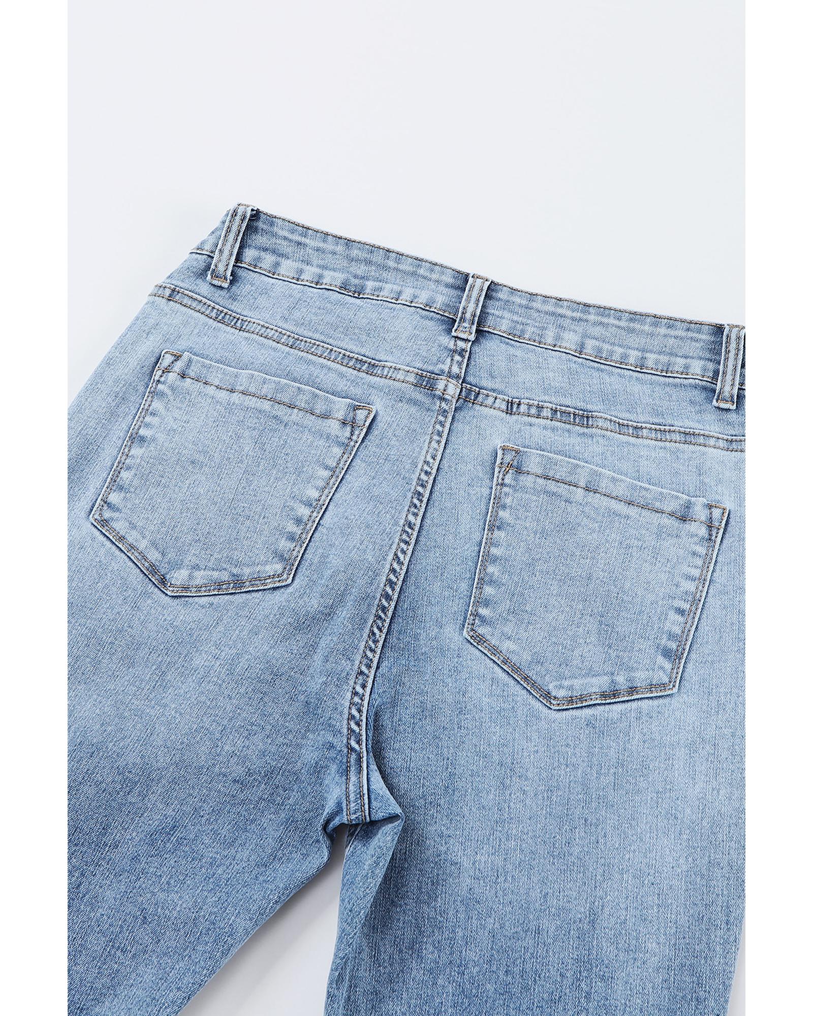 Azura Exchange Light Wash Distressed Flare Jeans - 14 US 4