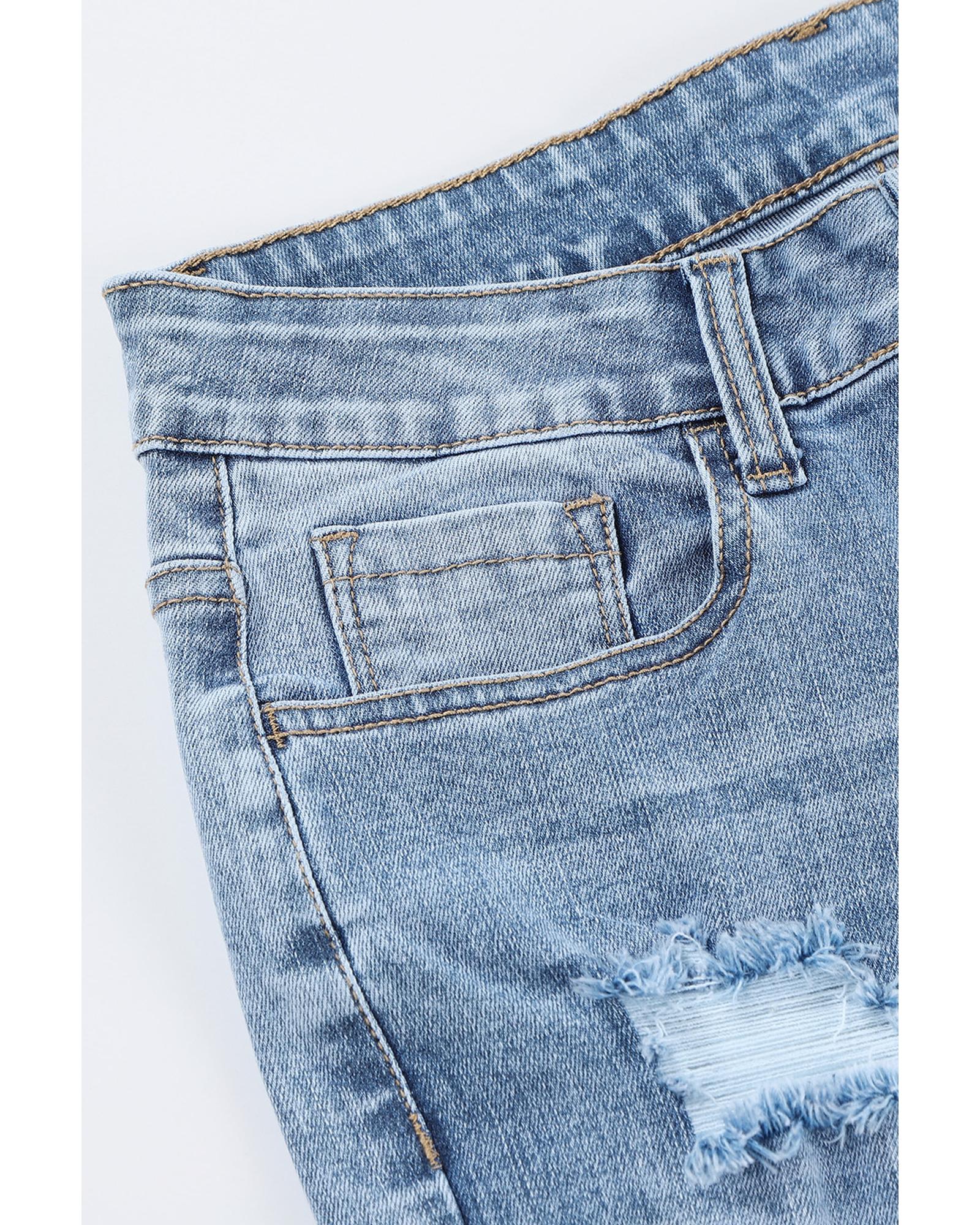 Azura Exchange Light Wash Distressed Flare Jeans - 14 US 7