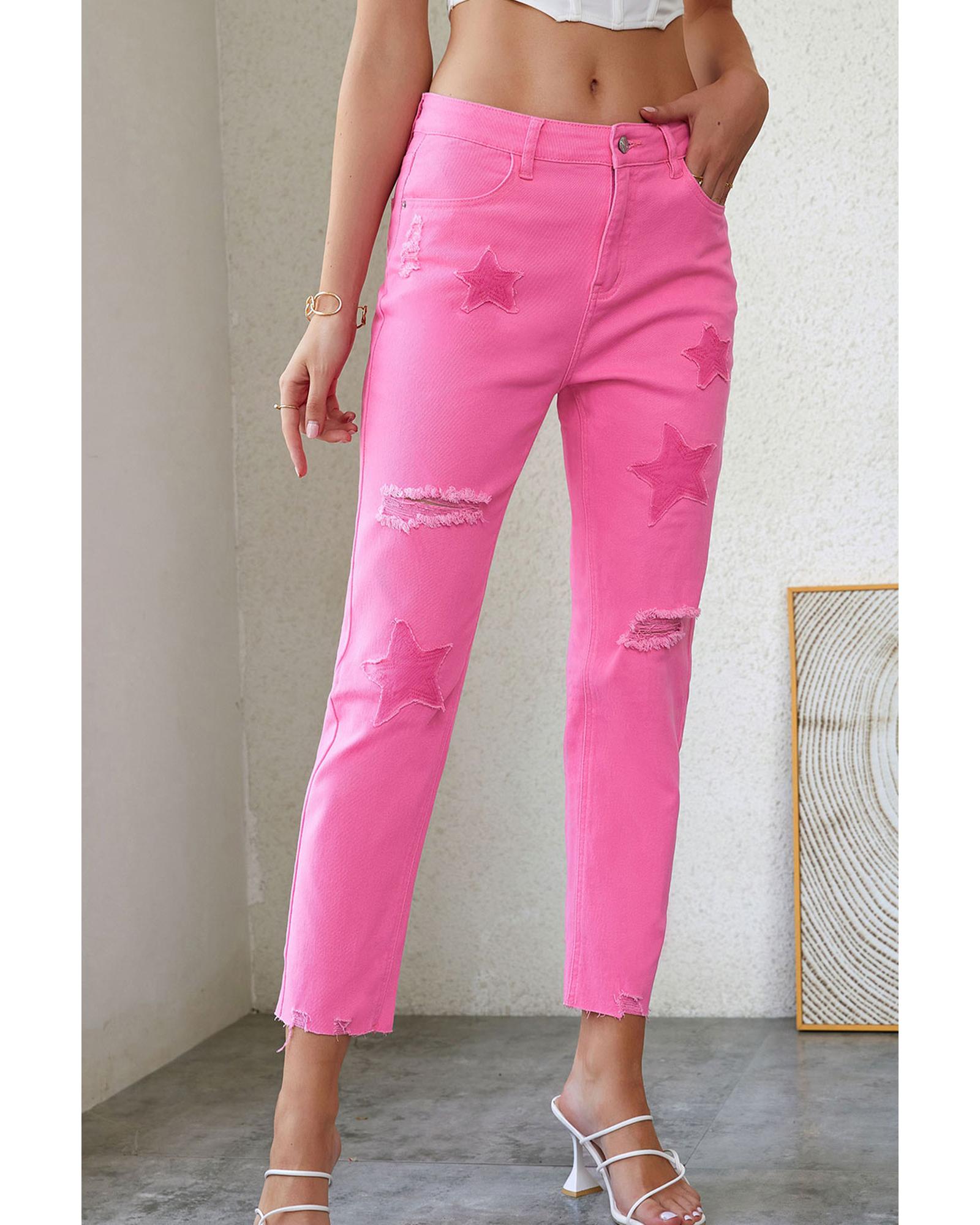 Azura Exchange Patchwork Straight Leg Jeans - 14 US 5