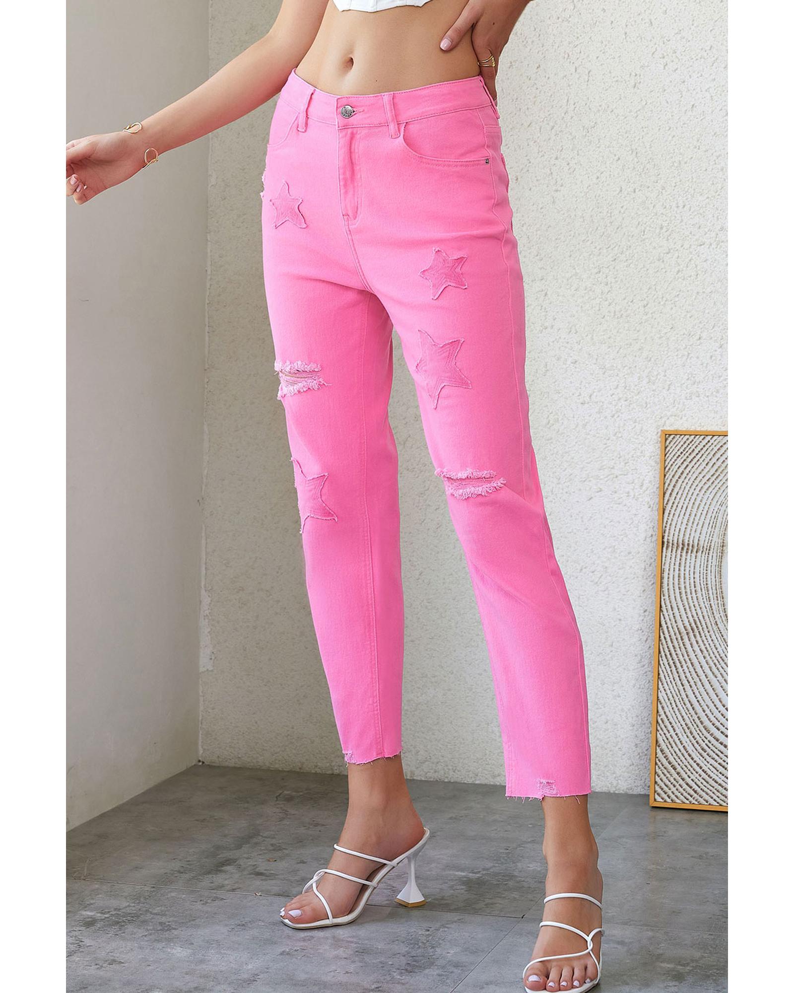 Azura Exchange Patchwork Straight Leg Jeans - 14 US 7