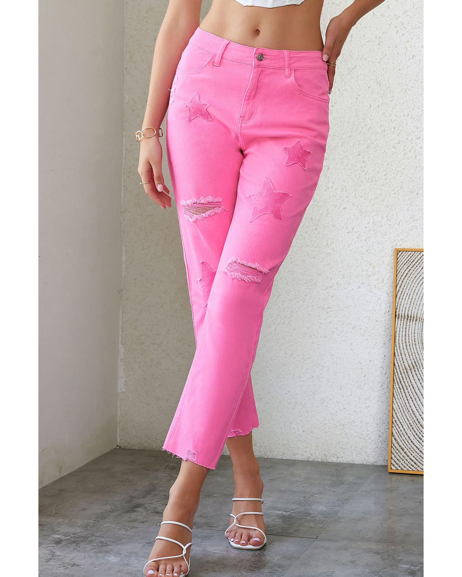 Azura Exchange Patchwork Straight Leg Jeans - 6 US 3