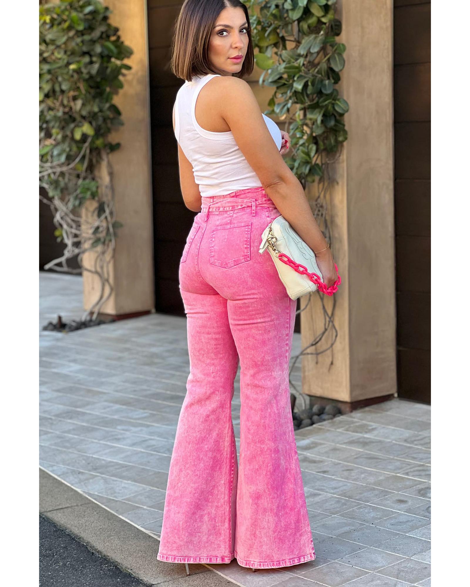 Azura Exchange High Waist Flare Leg Front Knot Jeans - 10 US 3