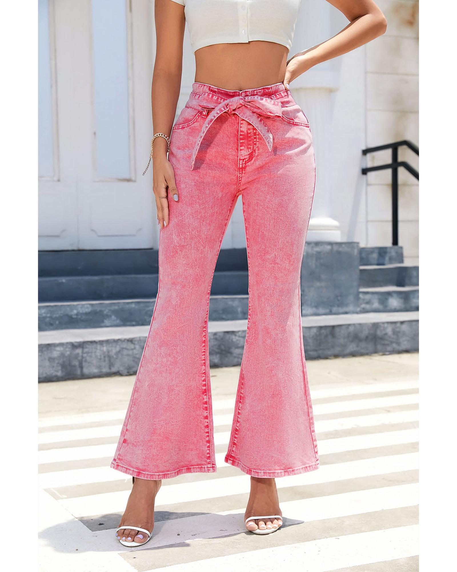 Azura Exchange High Waist Flare Leg Front Knot Jeans - 12 US 4