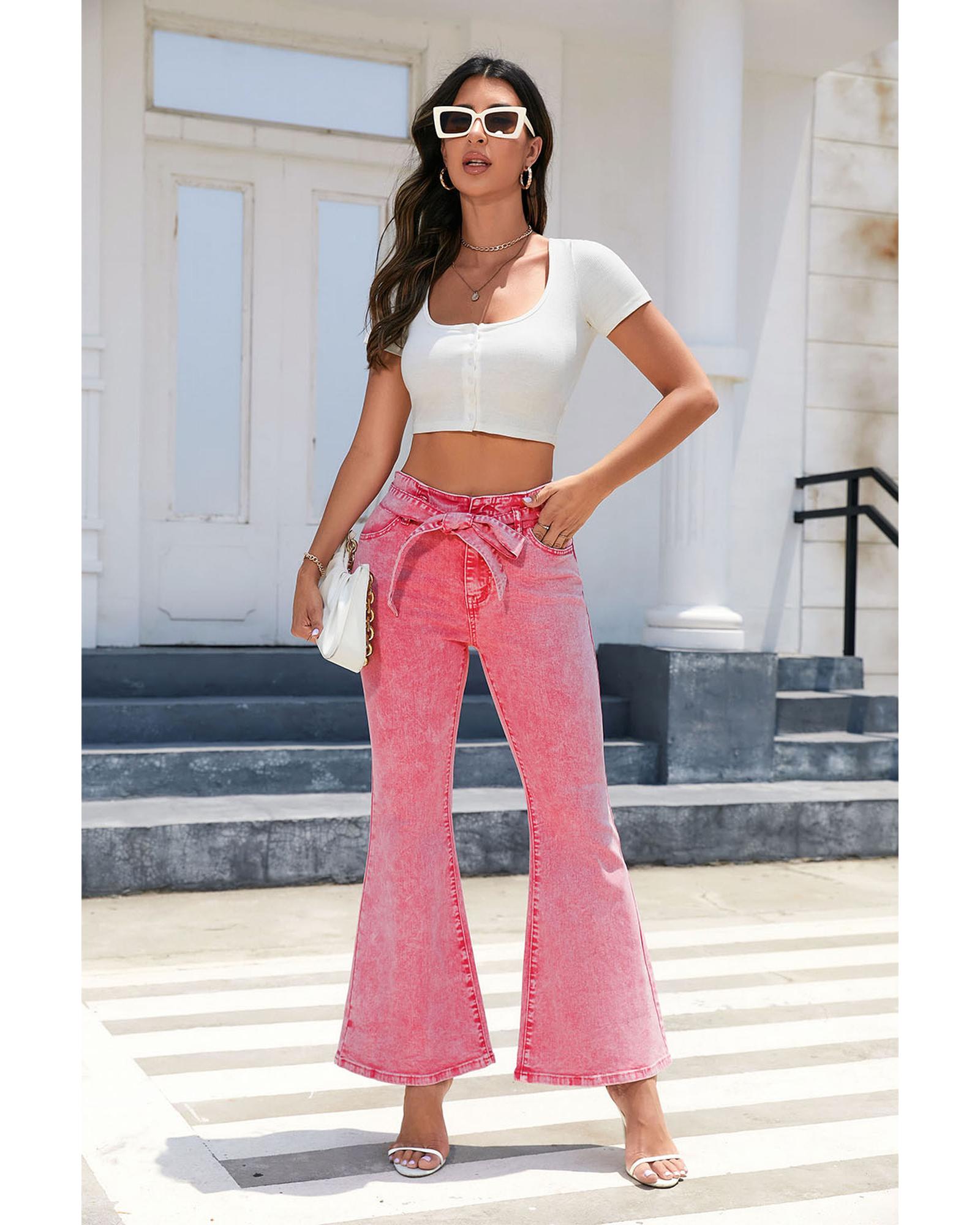 Azura Exchange High Waist Flare Leg Front Knot Jeans - 14 US