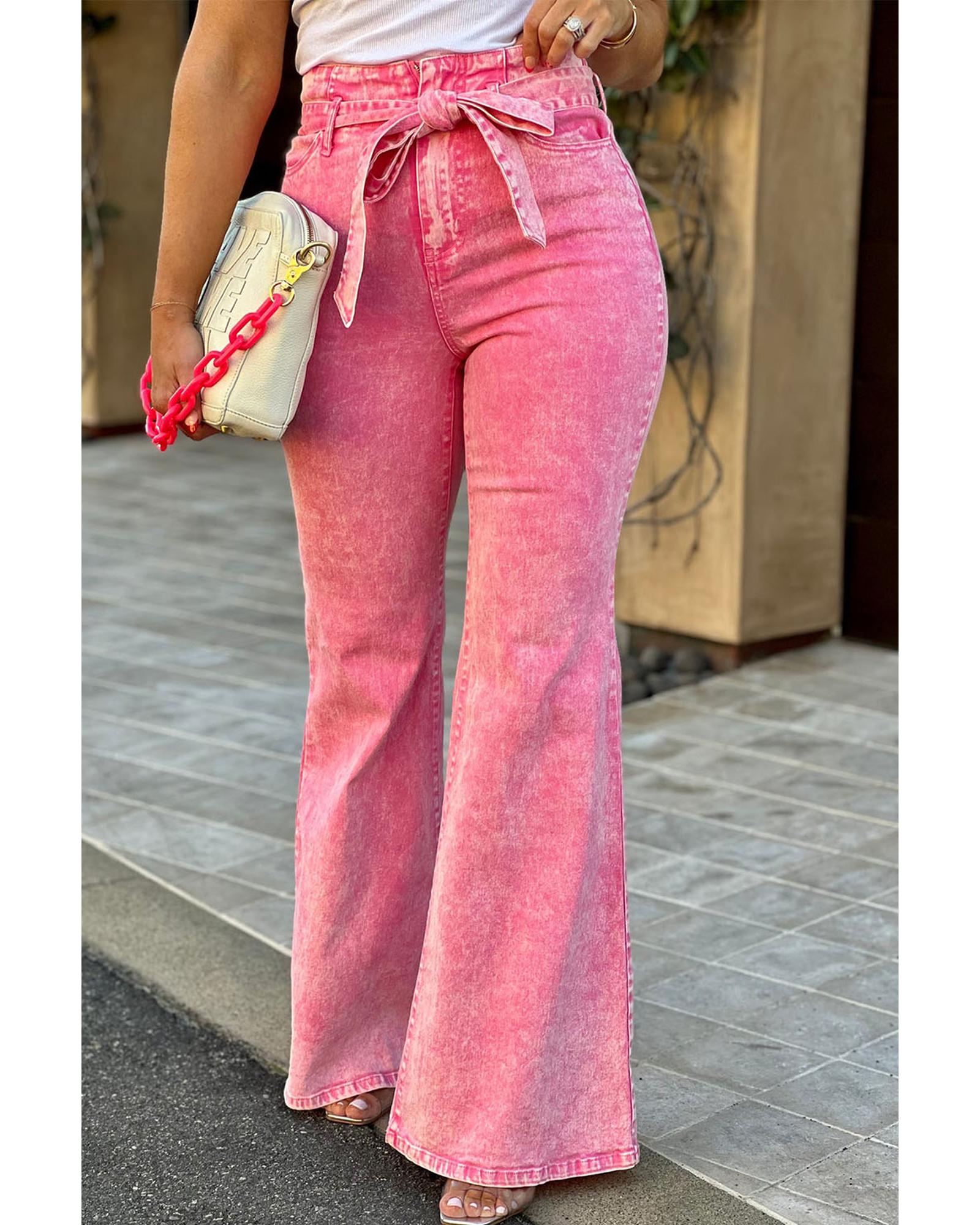 Azura Exchange High Waist Flare Leg Front Knot Jeans - 8 US 6