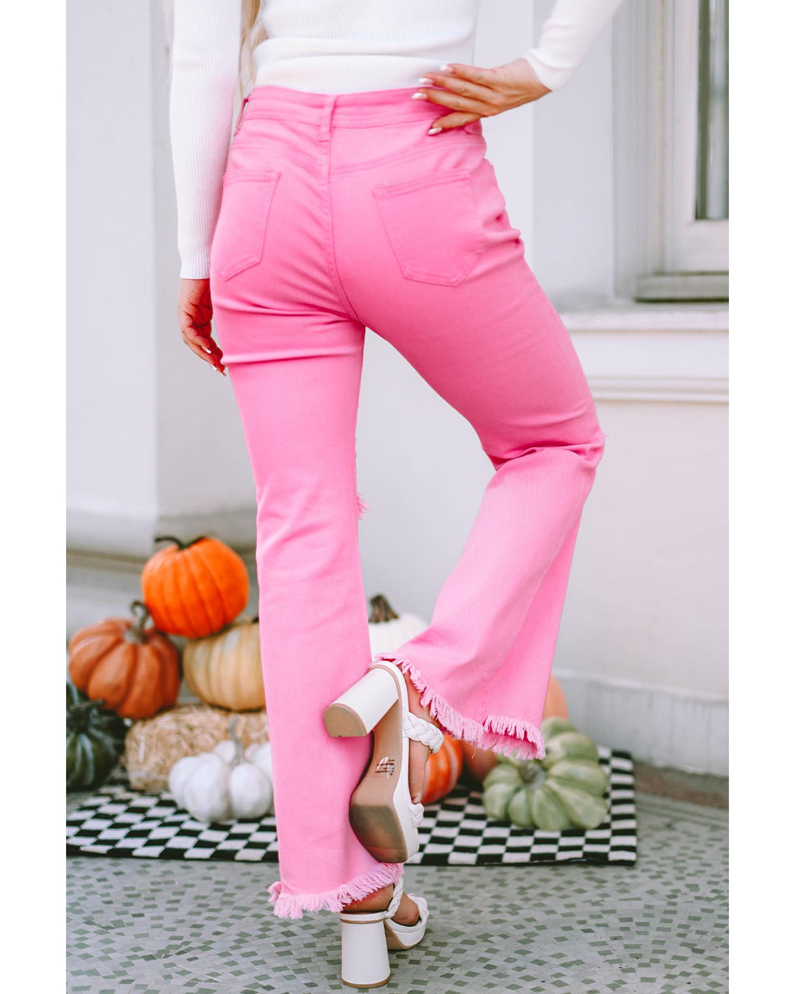 Azura Exchange Vintage Flare Leg Ripped Raw Hem Jeans - 8 US