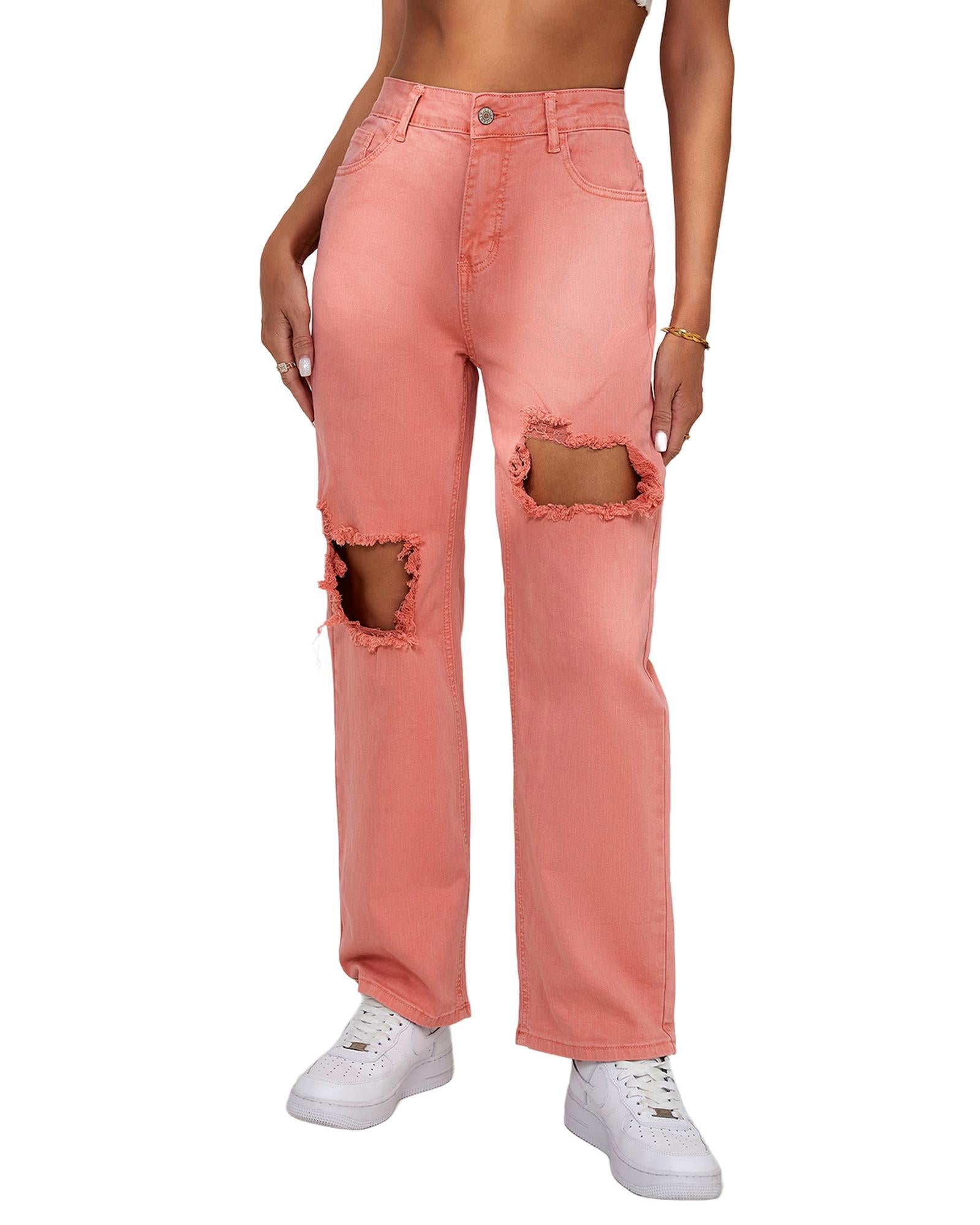 Azura Exchange Ripped Straight Leg Pocket Jeans - 8 US