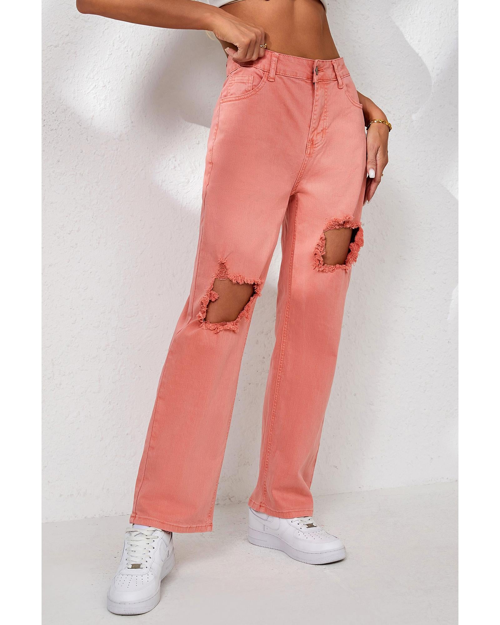 Azura Exchange Ripped Straight Leg Pocket Jeans - 8 US 7