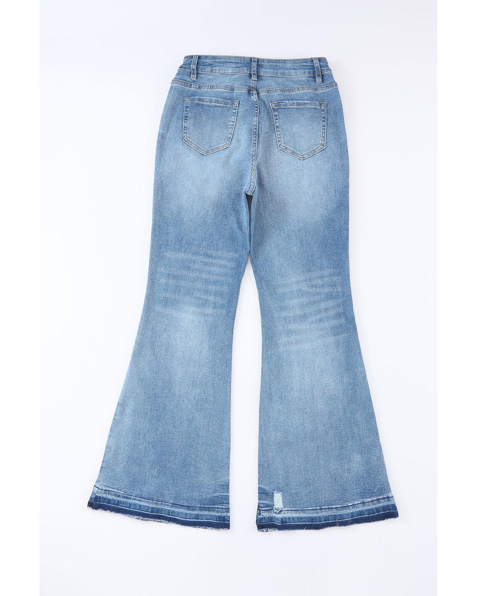 Azura Exchange Buttoned Distressed Flared Jeans - 12 US 7
