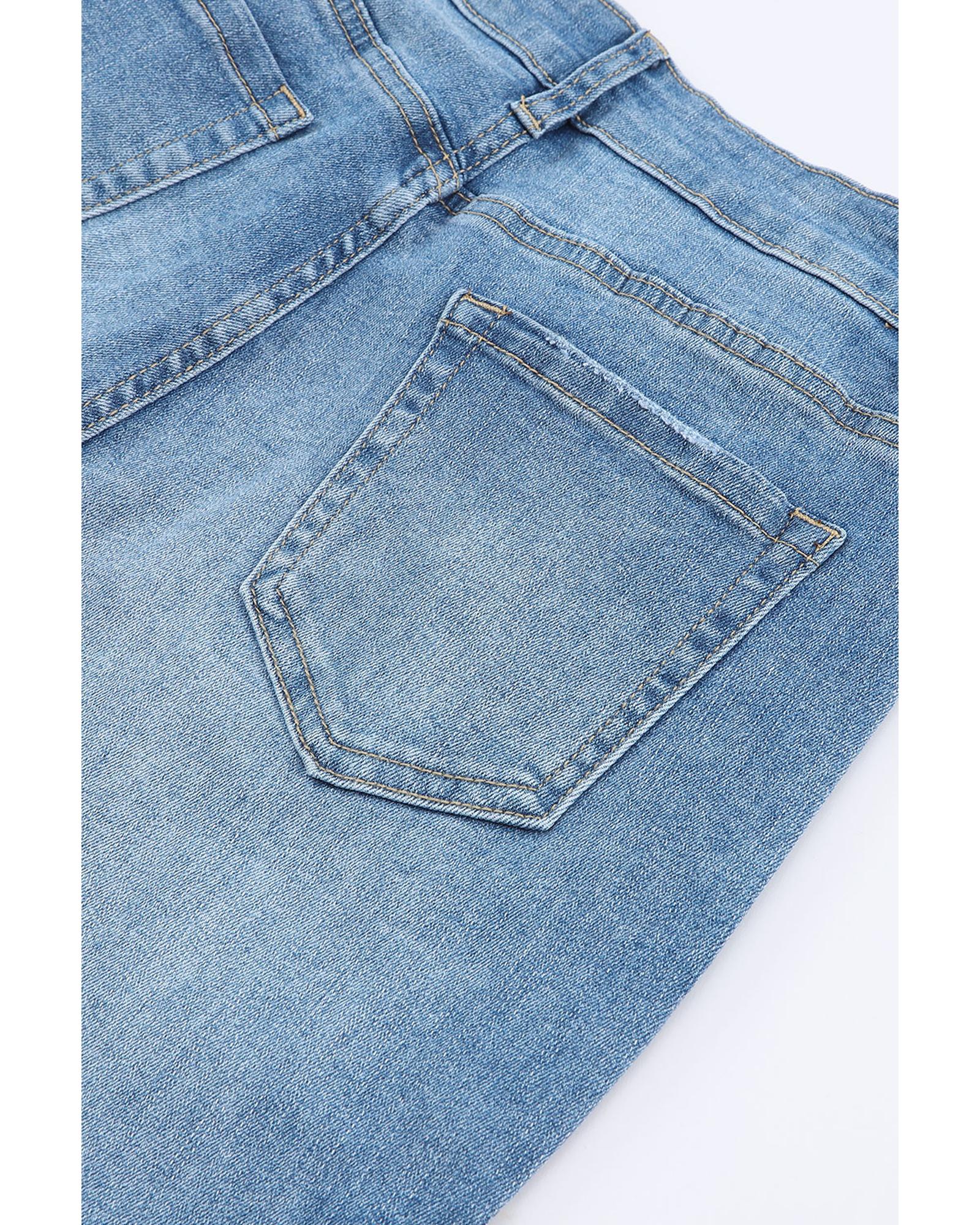 Azura Exchange Buttoned Distressed Flared Jeans - 14 US 6