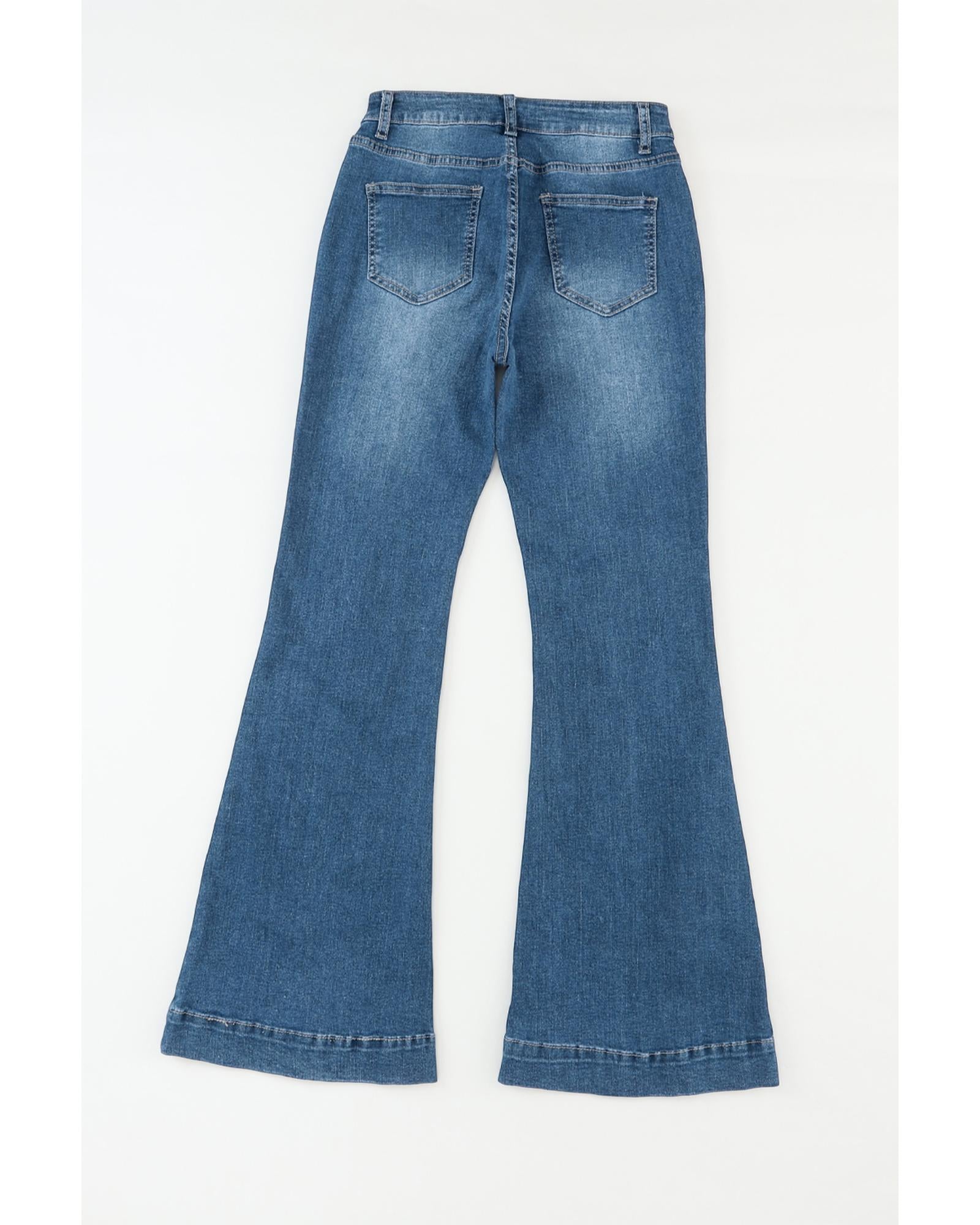Azura Exchange High Waist Flare Jeans with Seam Stitching and Pockets - 12 US 5