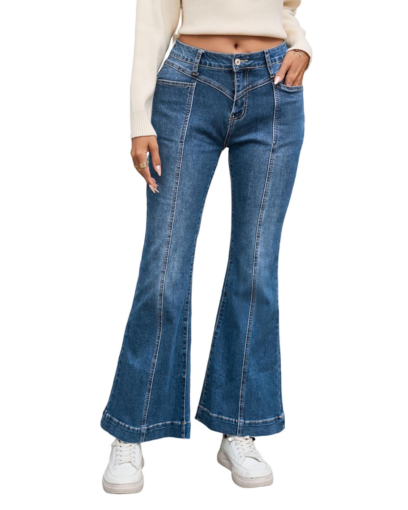 Azura Exchange High Waist Flare Jeans with Seam Stitching and Pockets - 12 US 7