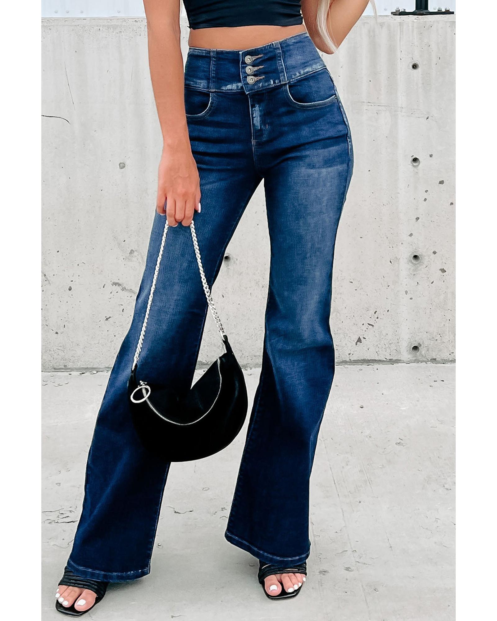 Azura Exchange Elastic Waistband Flare Jeans - 14 US 3