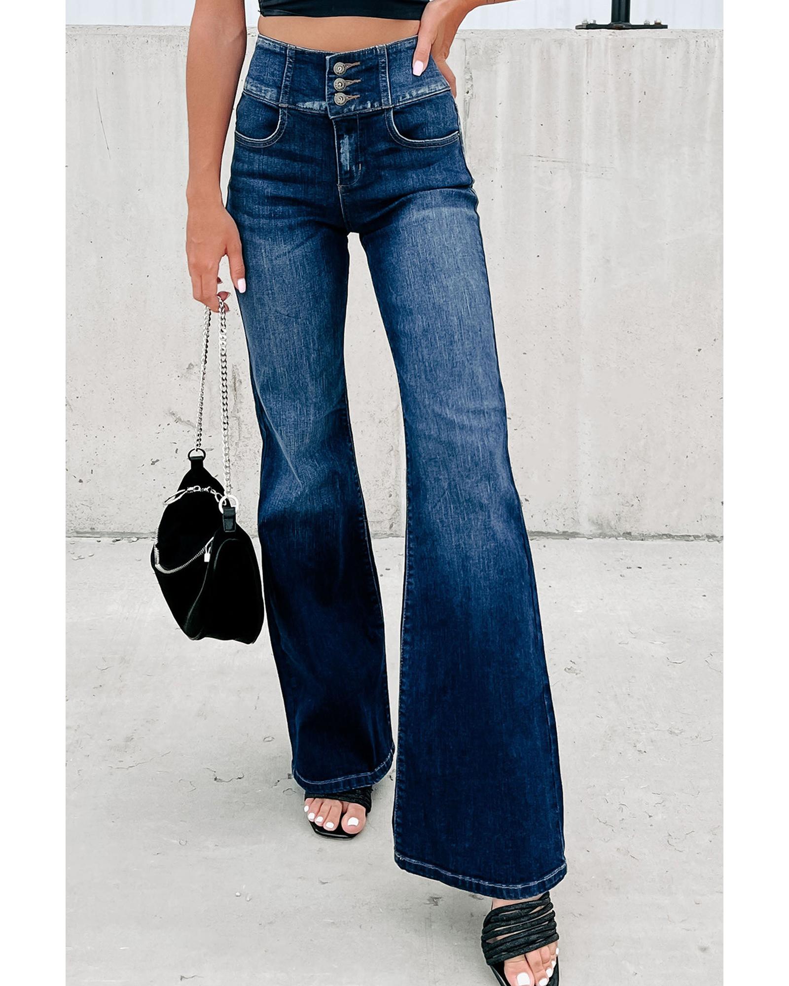 Azura Exchange Elastic Waistband Flare Jeans - 14 US 5