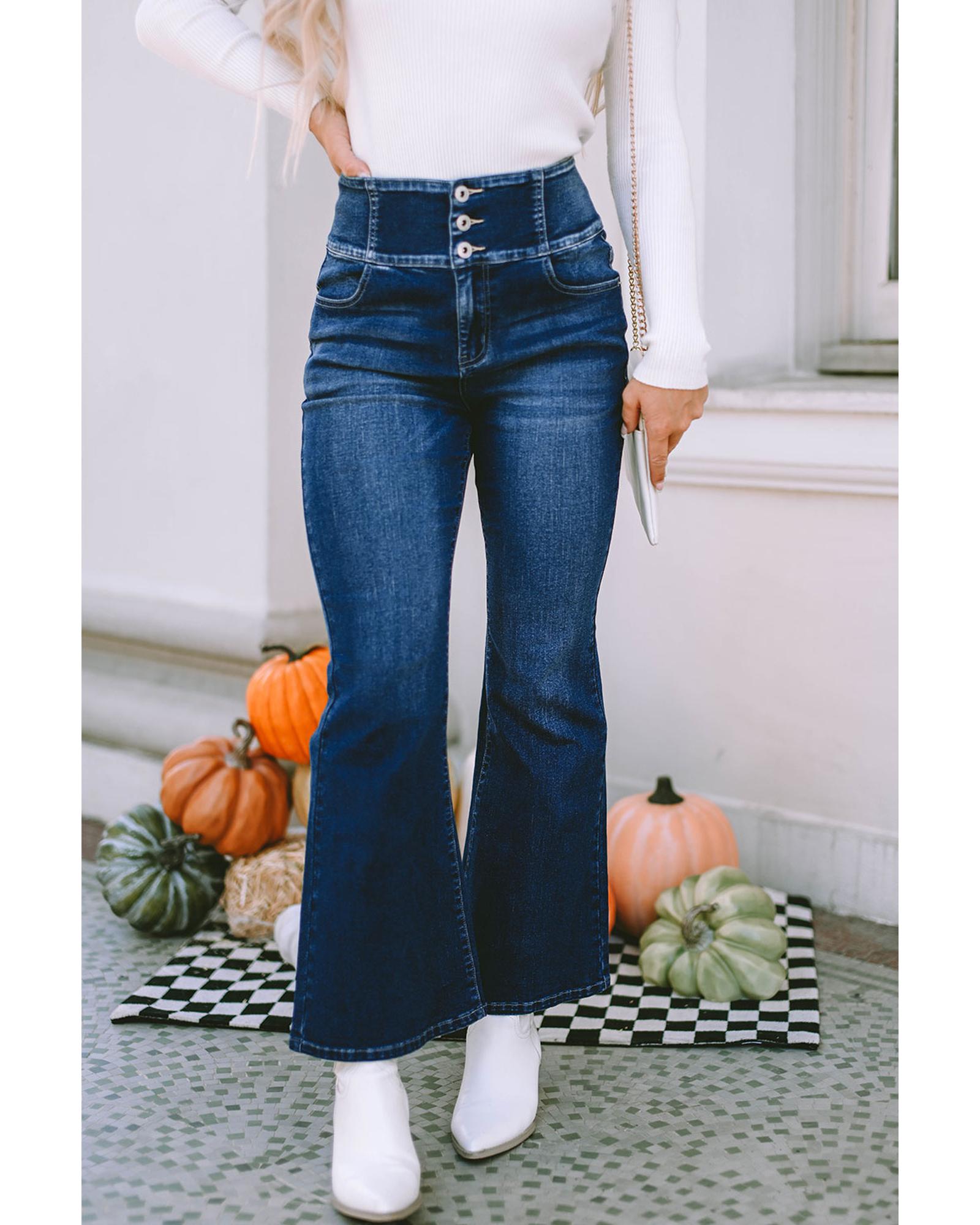 Azura Exchange Elastic Waistband Flare Jeans - 14 US 6