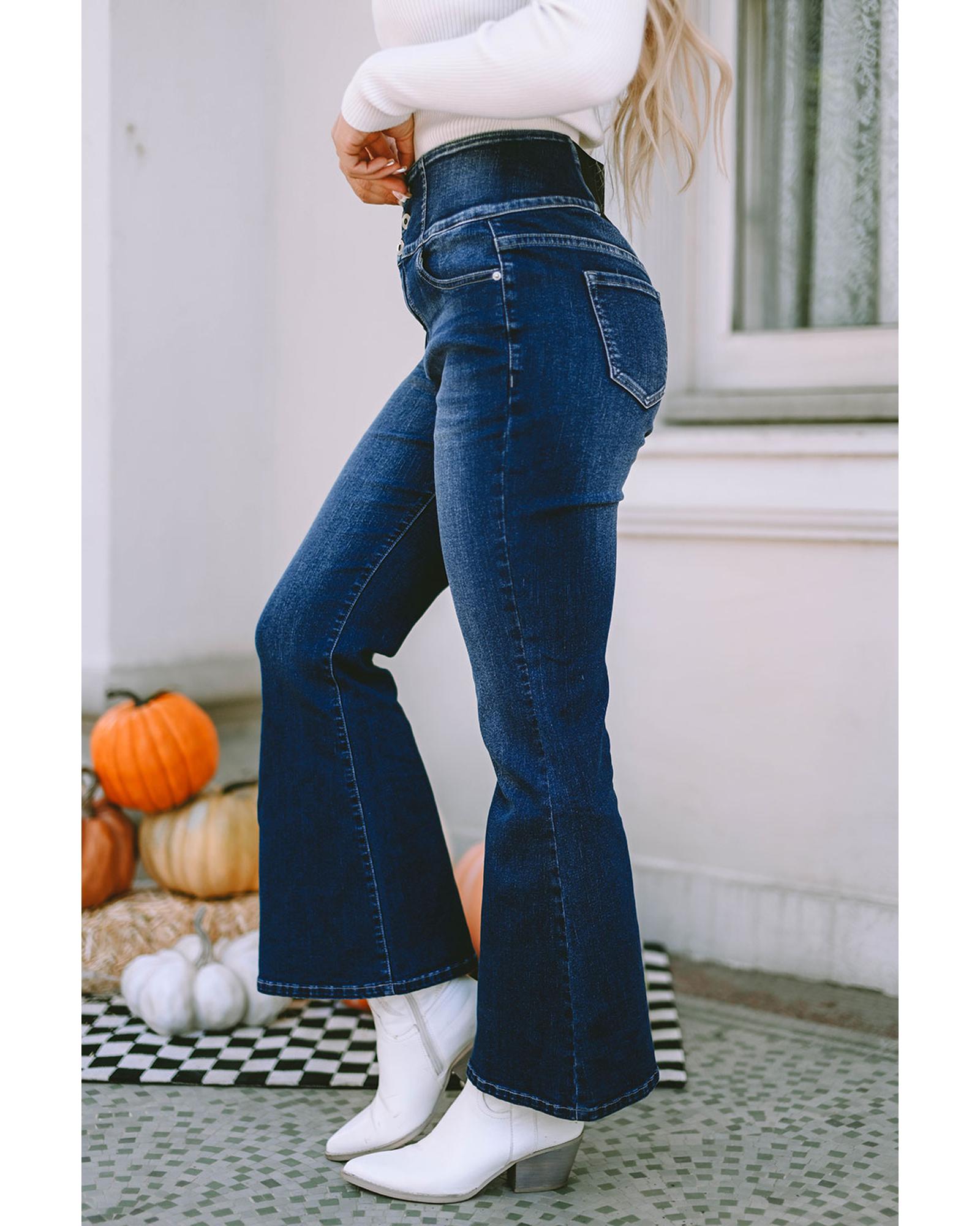 Azura Exchange Elastic Waistband Flare Jeans - 16 US 5