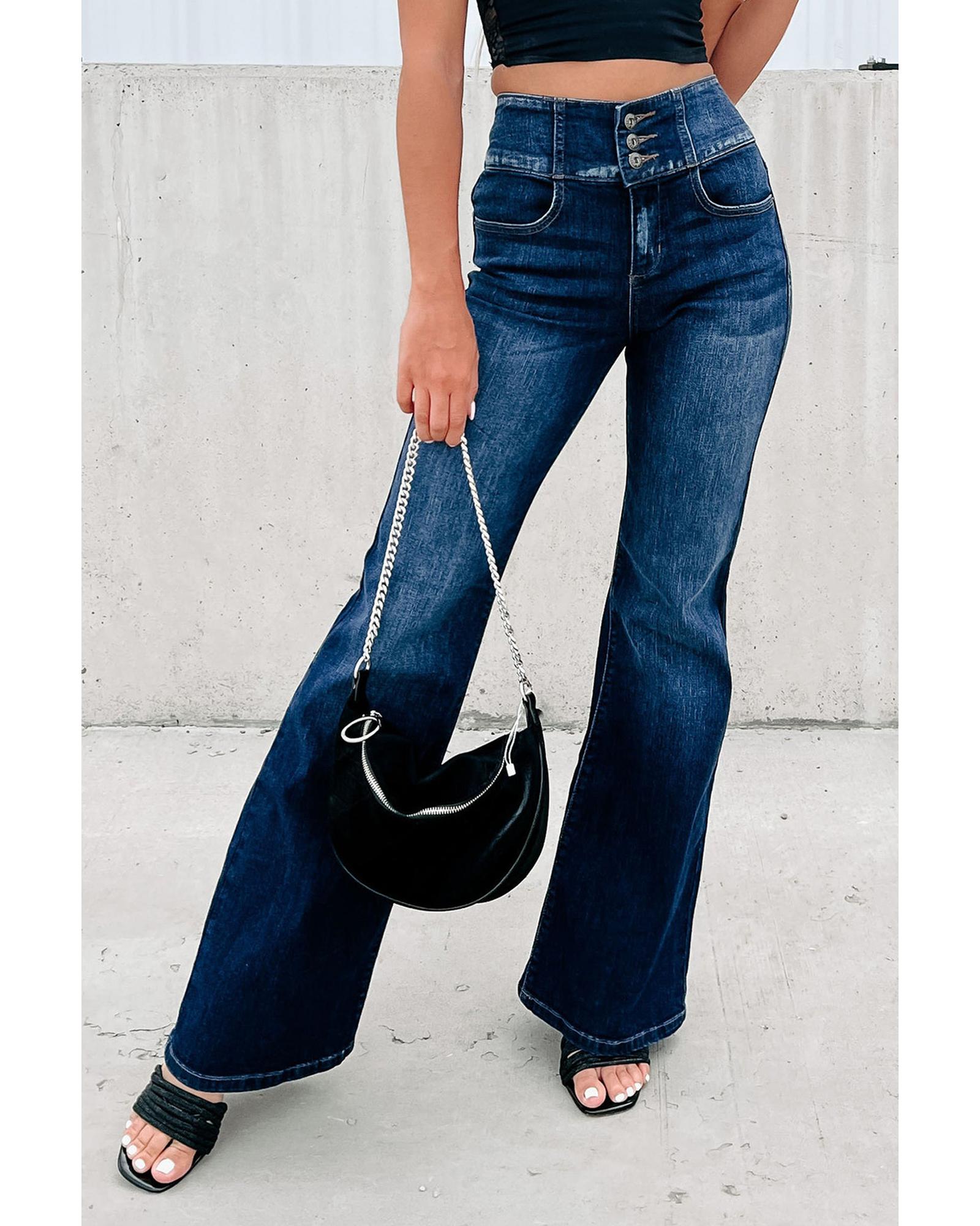 Azura Exchange Elastic Waistband Flare Jeans - 16 US 7