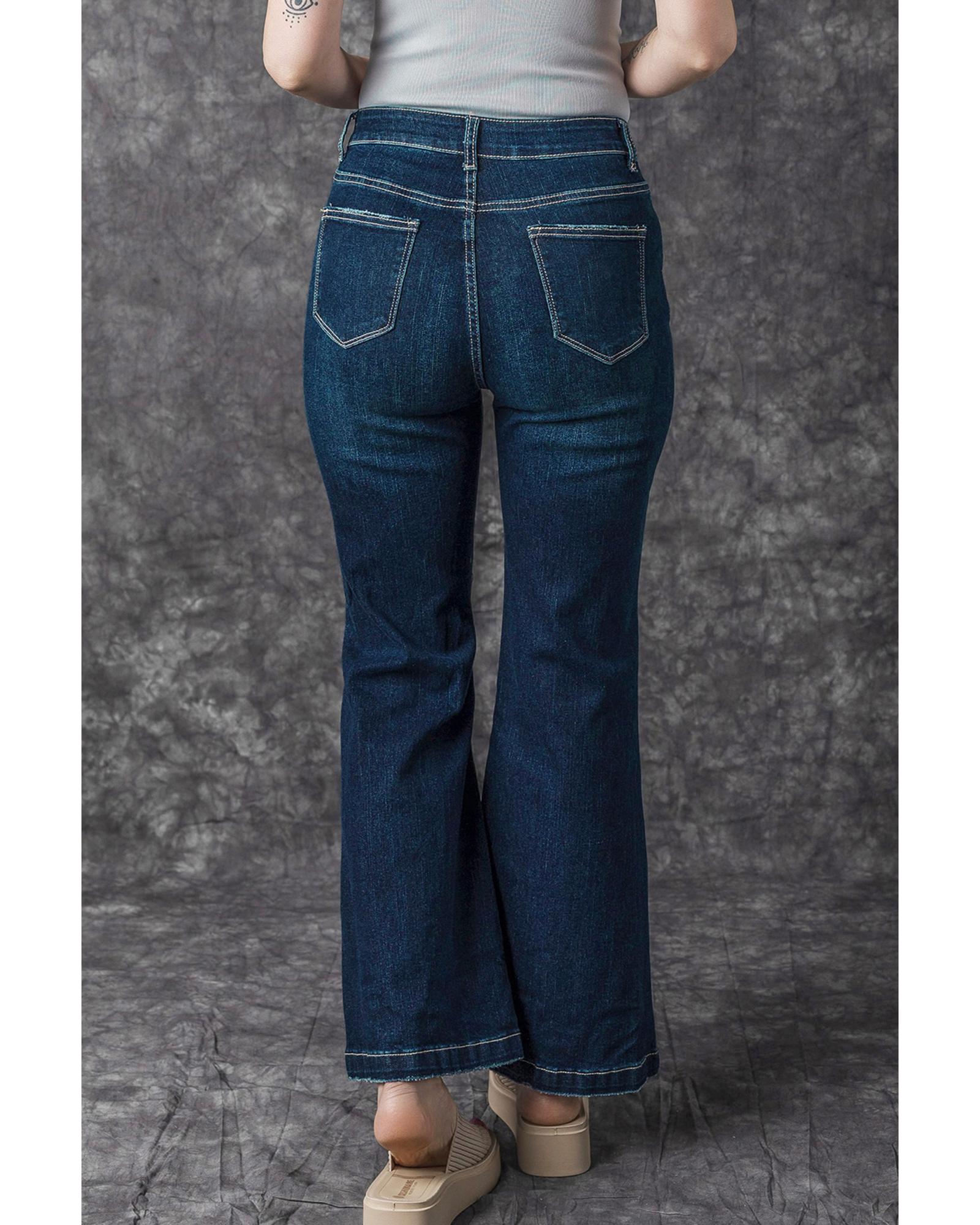 Real Teal High Rise Ripped Bell Bottom Jeans - 10 US 8